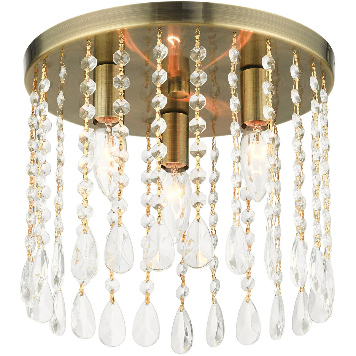 Elizabeth 3 Light 11 inch Antique Brass Flush Mount Ceiling Light