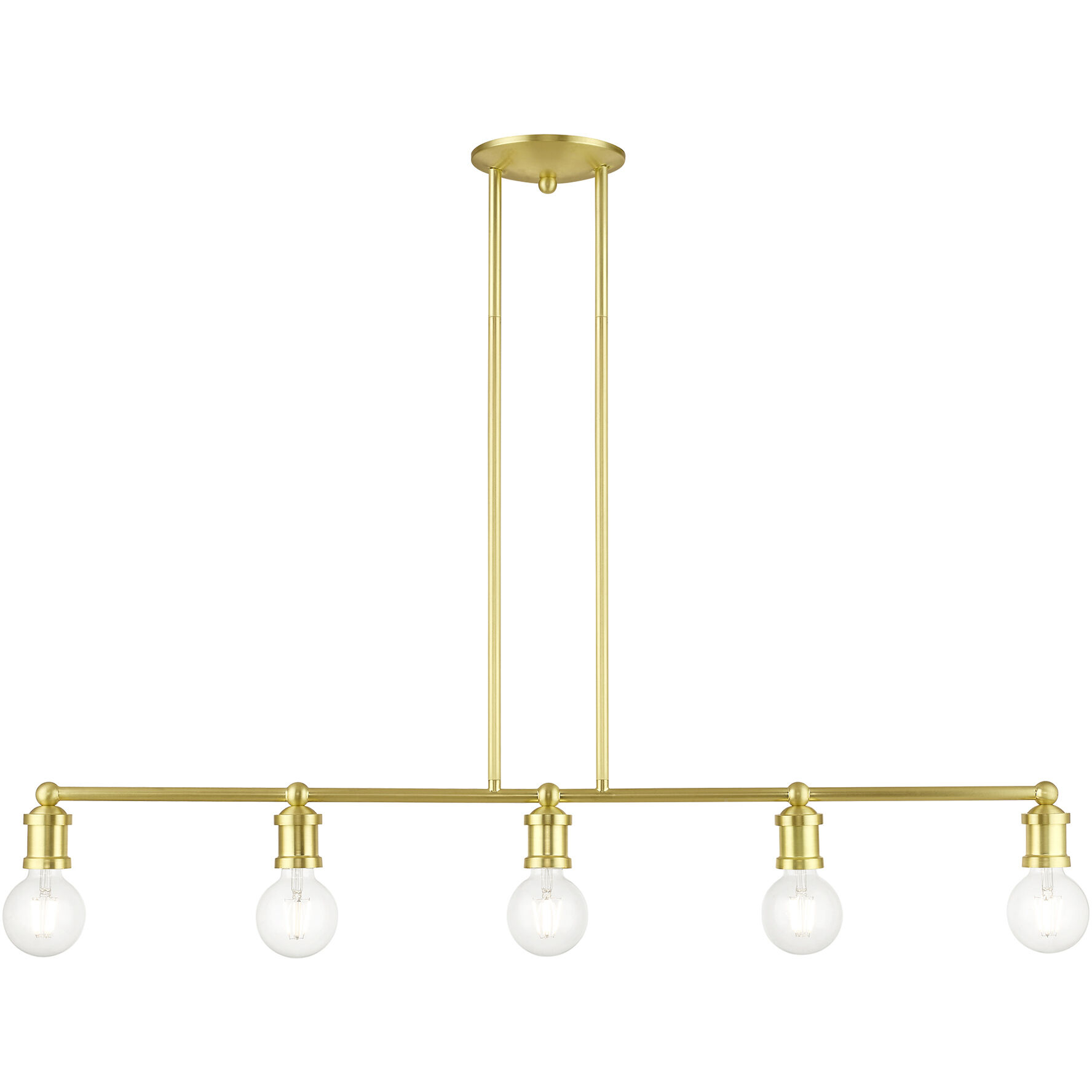 Lansdale 5 Light 40 inch Satin Brass Linear Chandelier Ceiling Light, Large