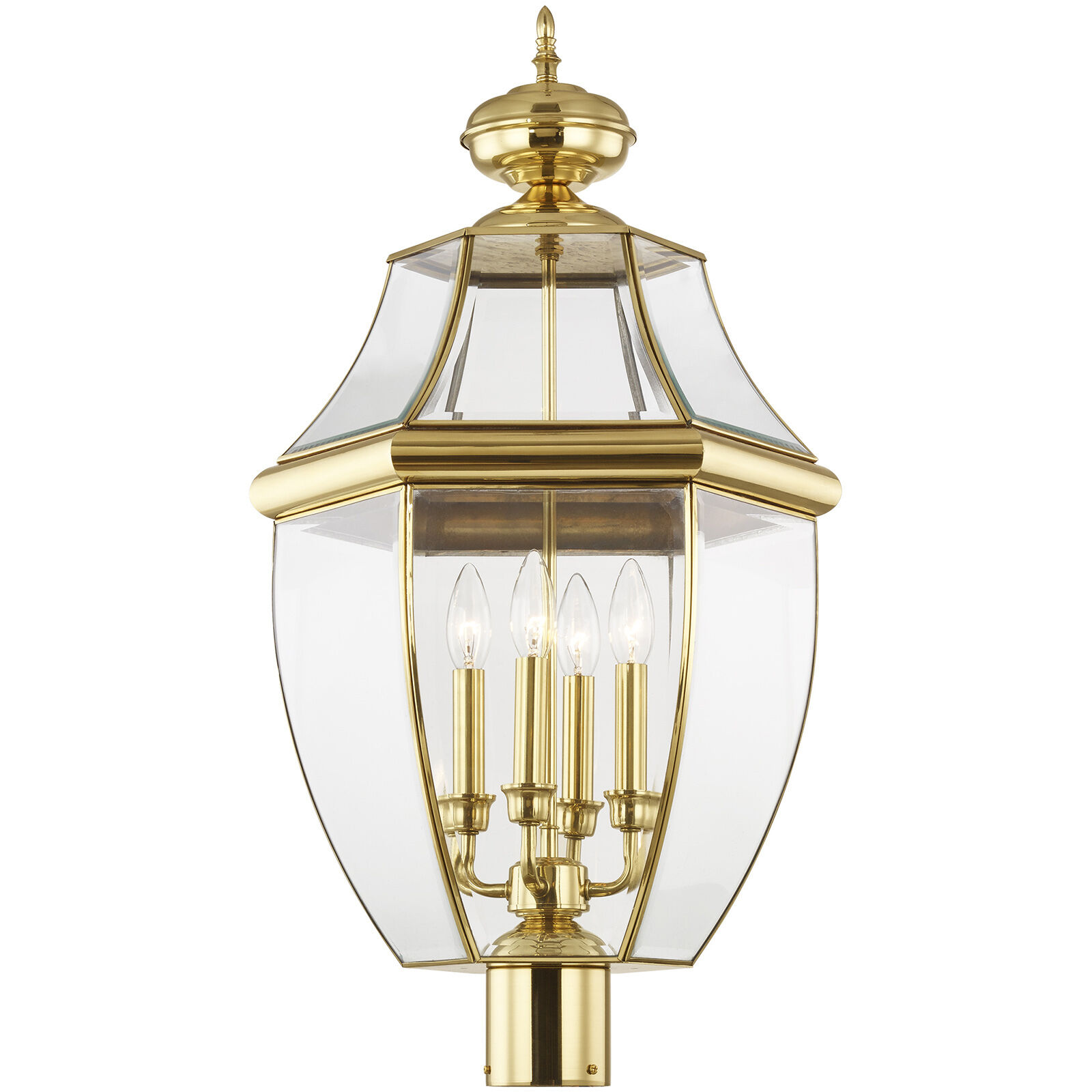 Monterey 4 Light 29 inch Polished Brass Outdoor Post Top Lantern