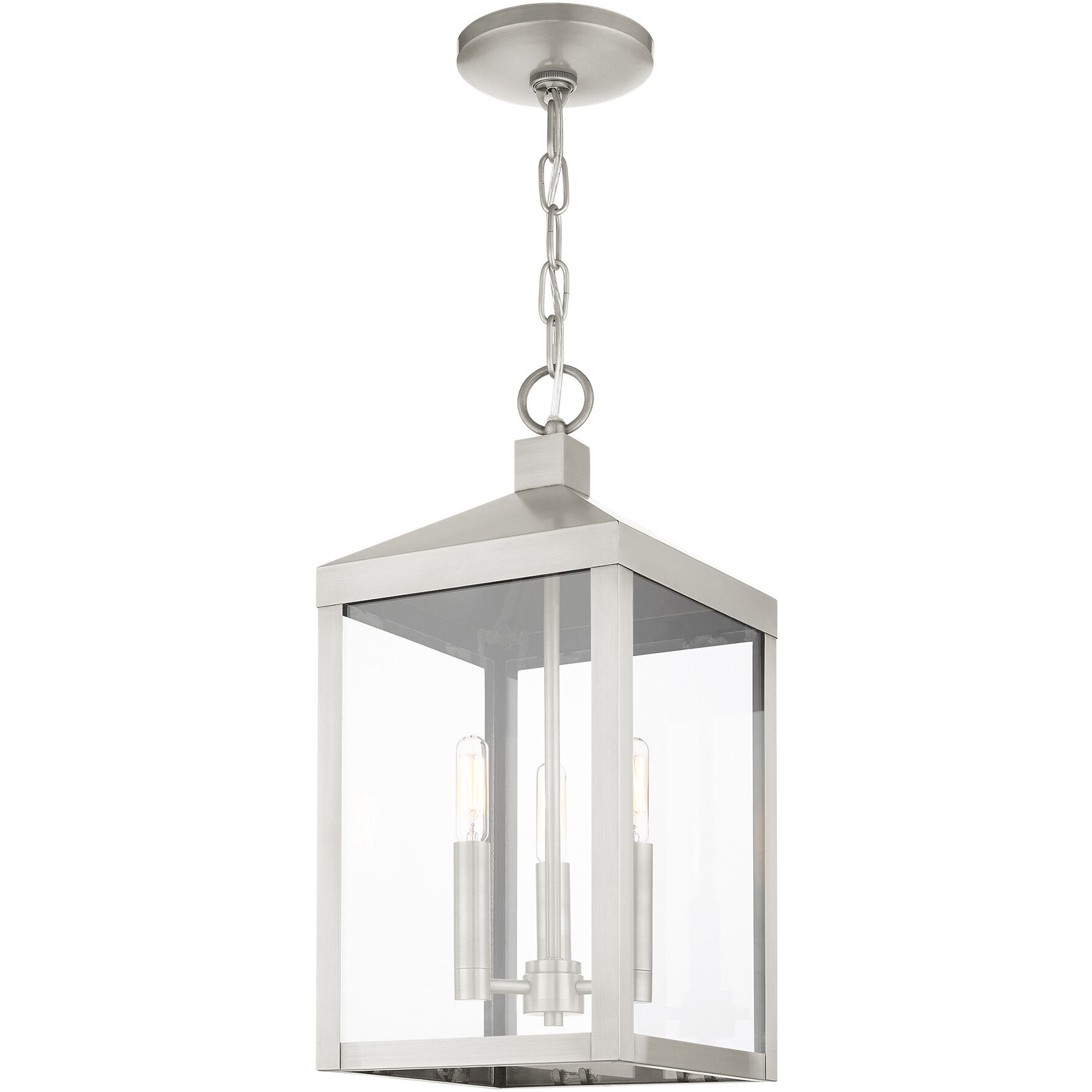 Nyack 3 Light 8.25 inch Brushed Nickel Outdoor Pendant Lantern