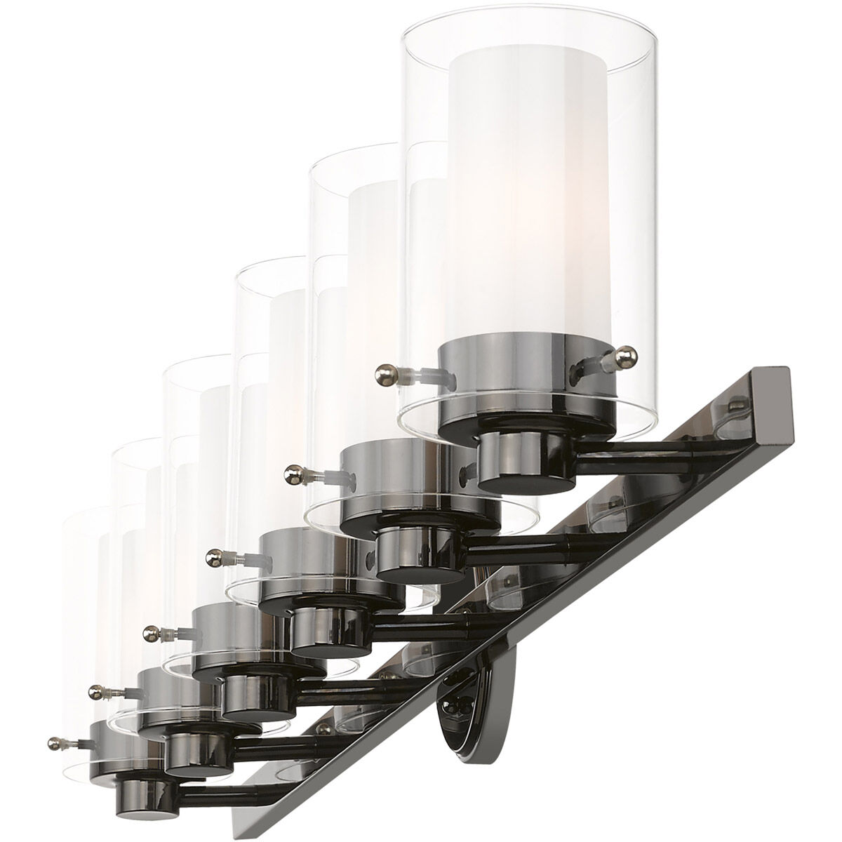 Manhattan 6 Light 48 inch Polished Black Chrome Vanity Sconce Wall Light