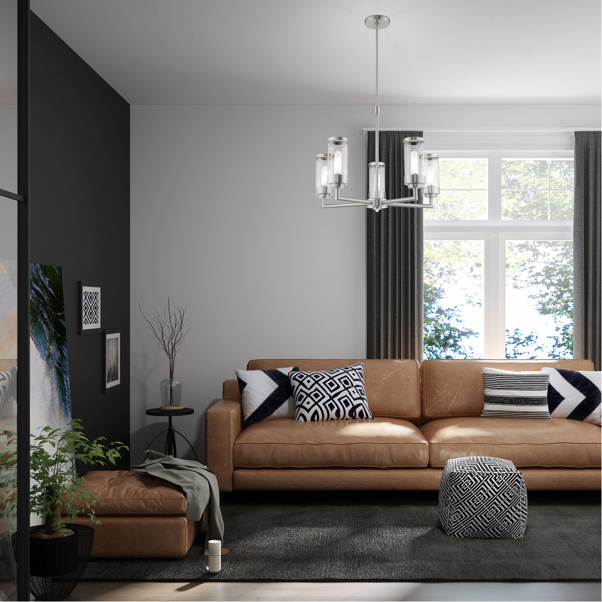 Hillcrest 5 Light 26 inch Brushed Nickel Chandelier Ceiling Light