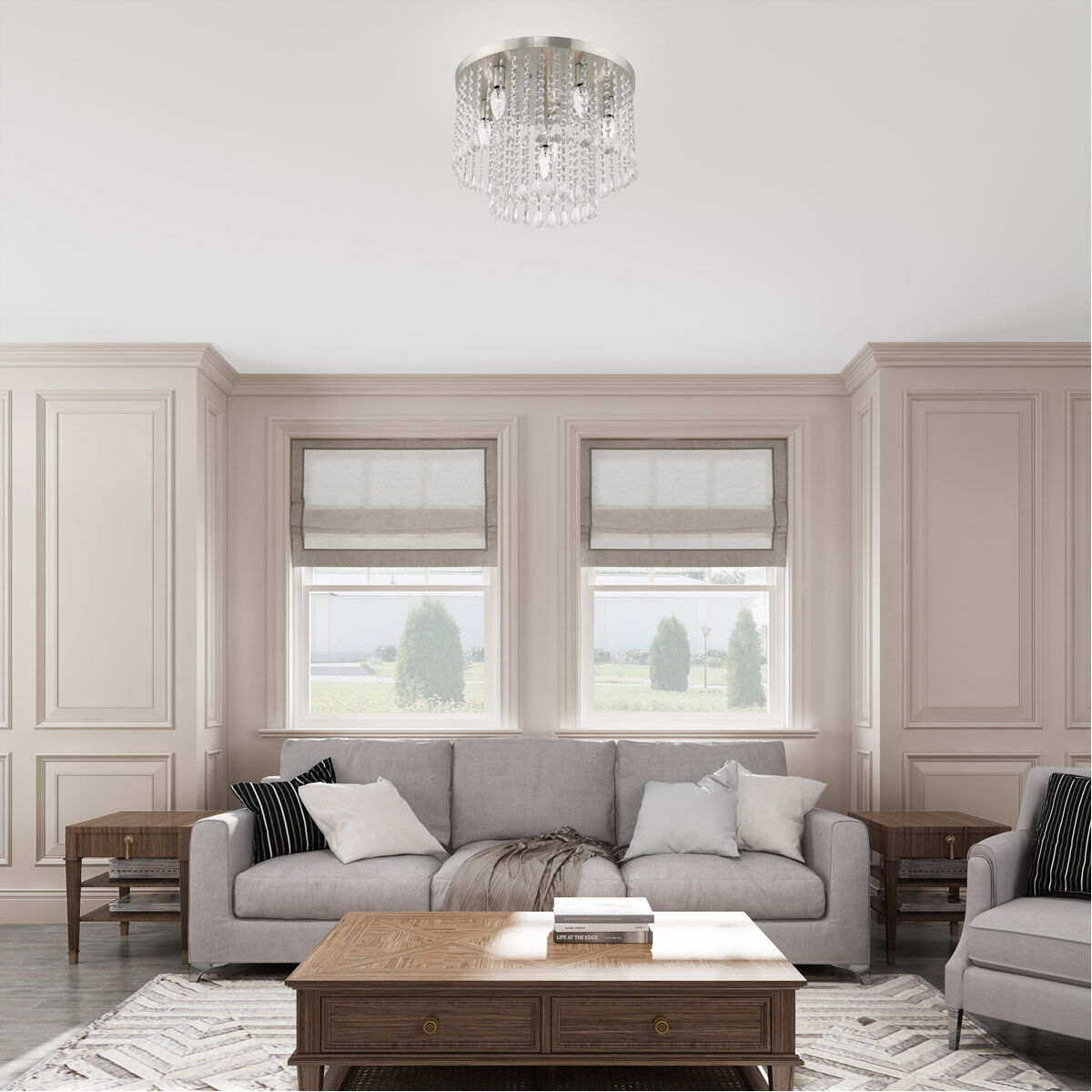 Elizabeth 6 Light 18 inch Brushed Nickel Flush Mount Ceiling Light