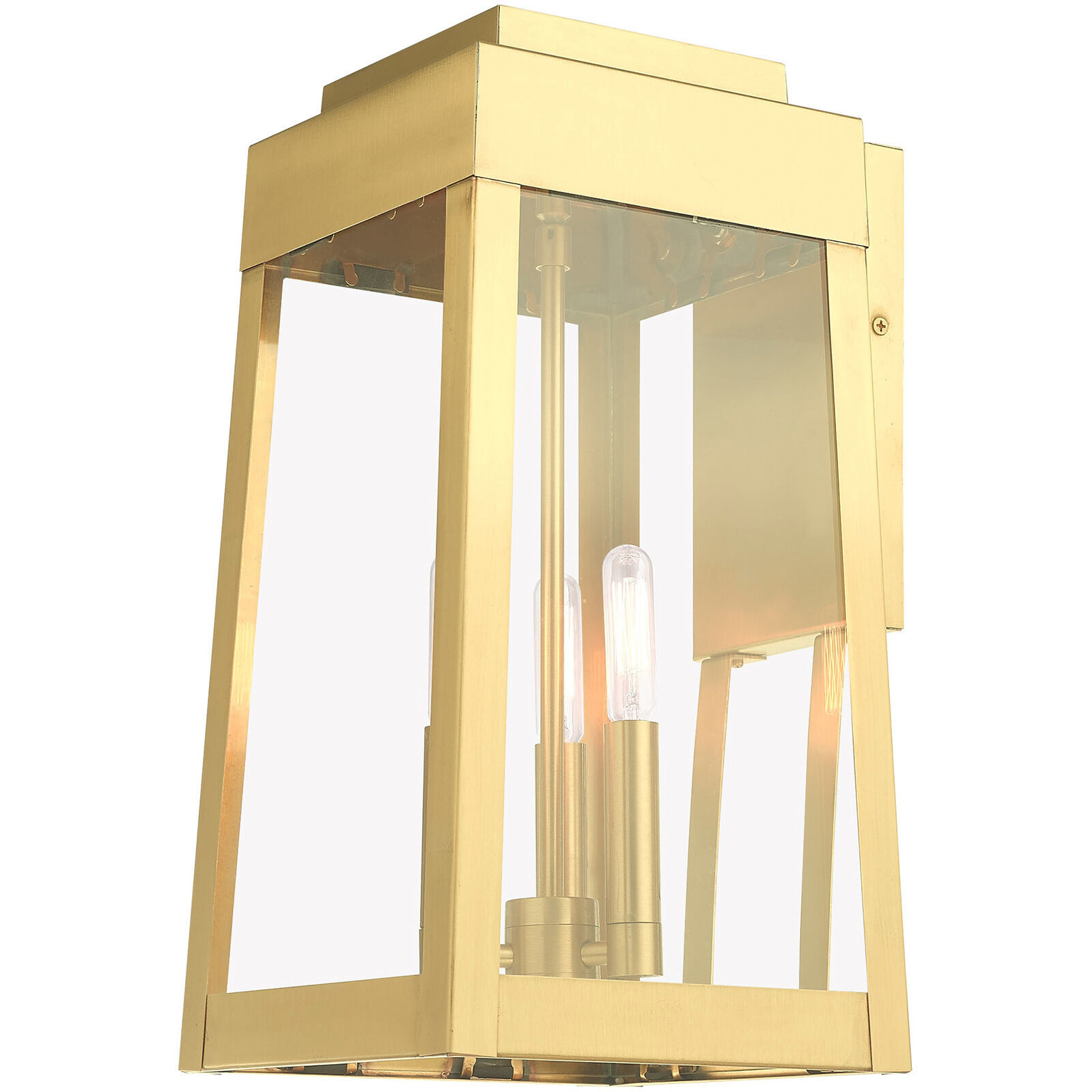 Oslo 3 Light 16 inch Satin Brass Outdoor Wall Lantern