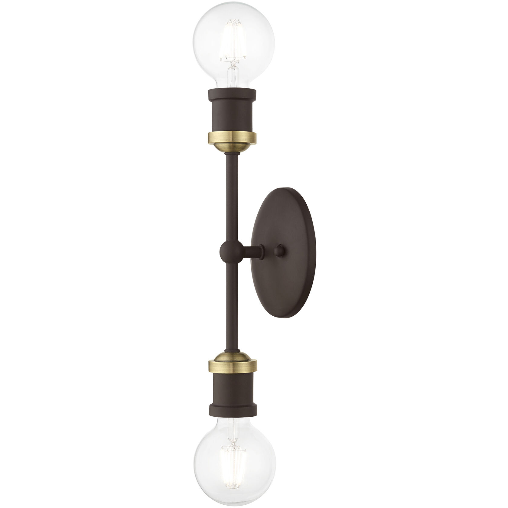 Lansdale 2 Light 5 inch Bronze with Antique Brass Accents Vanity Sconce Wall Light