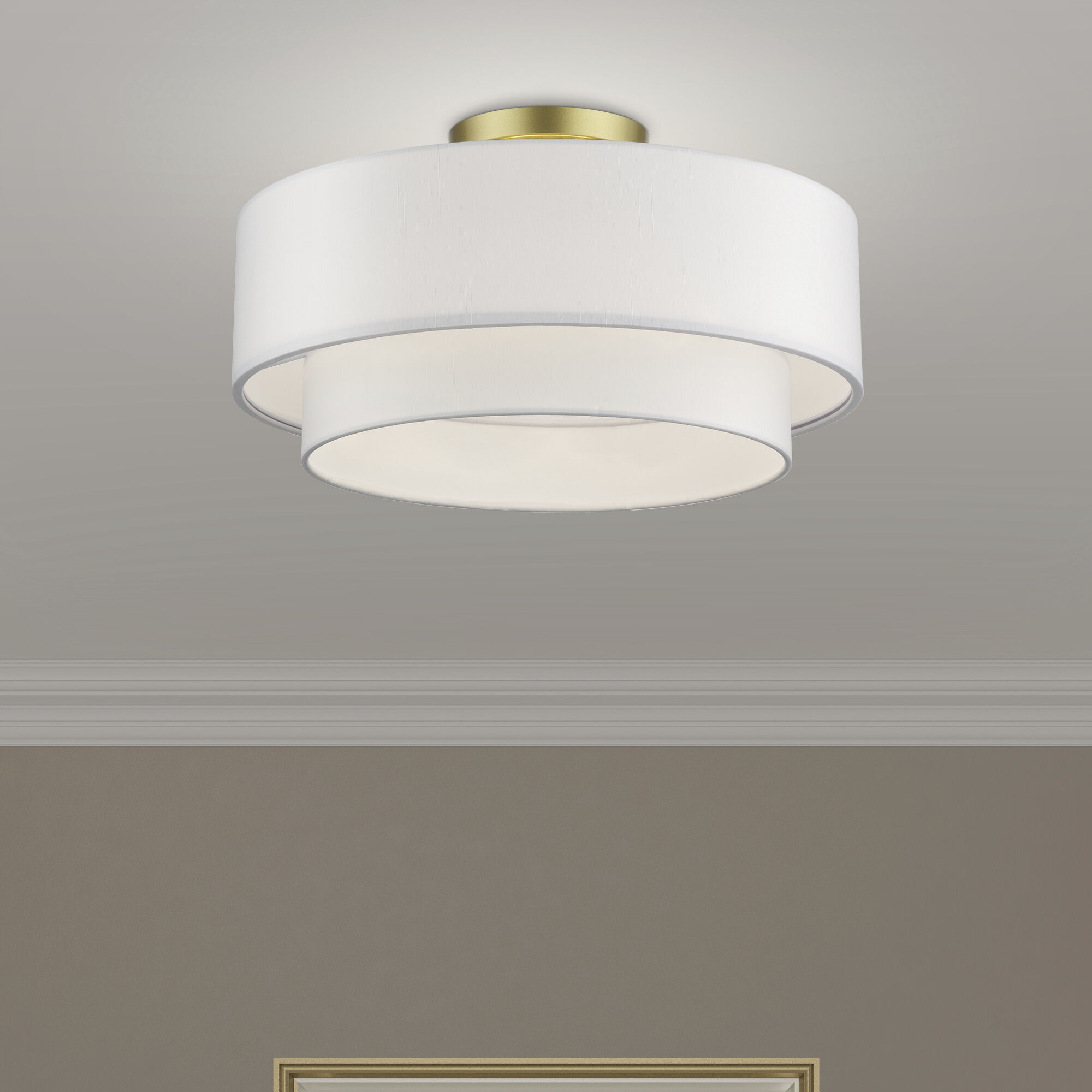 Manorwood 3 Light 18 inch Soft Gold Semi-Flush Ceiling Light