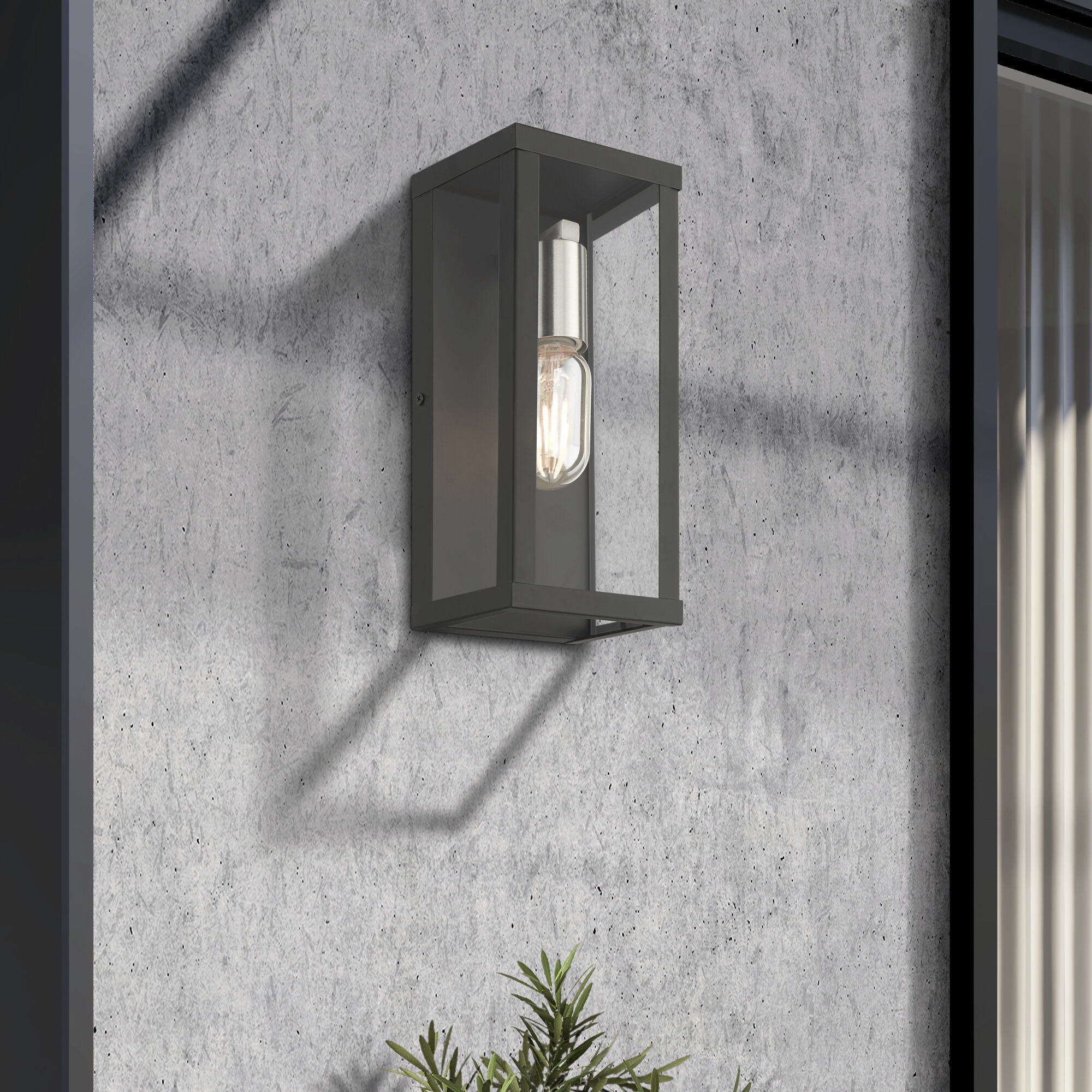 Gaffney 1 Light 11 inch Black with Brushed Nickel Finish Accents Outdoor Wall Lantern in Black with Brushed Nickel Accent, Medium