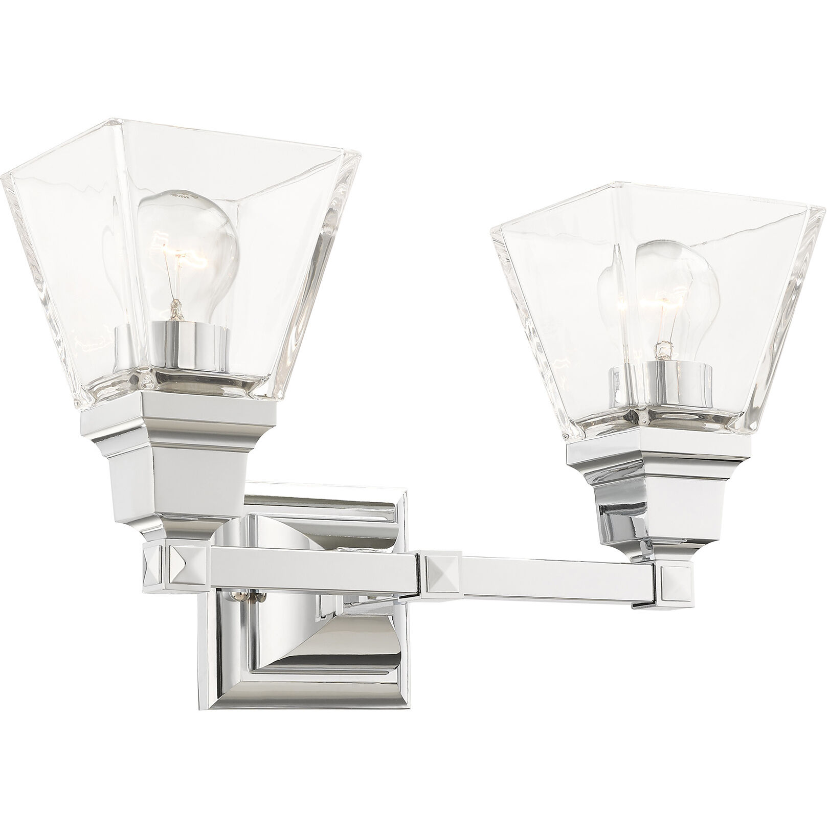 Mission 2 Light 15 inch Polished Chrome Vanity Sconce Wall Light