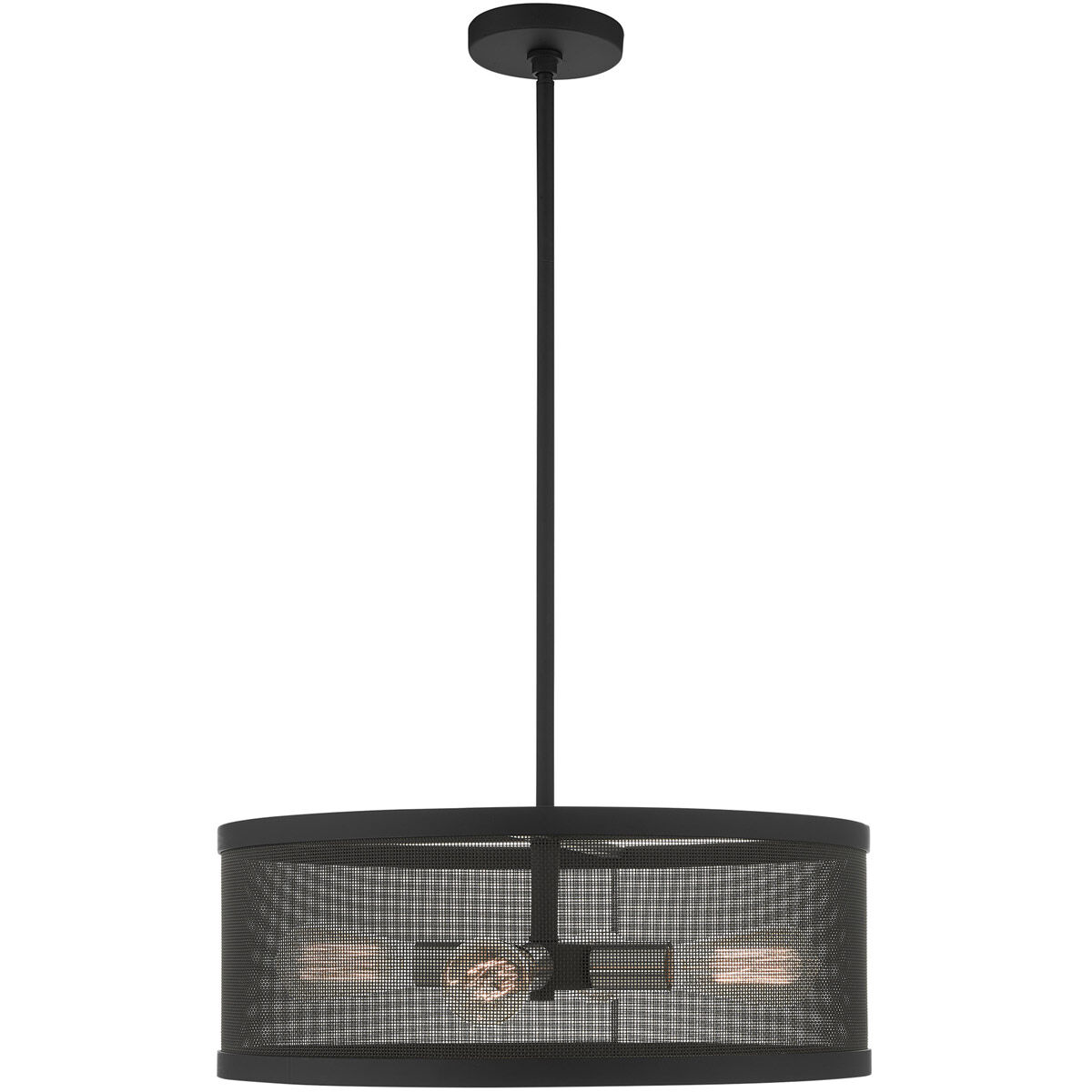 Industro 4 Light 20 inch Black with Brushed Nickel Accents Chandelier Ceiling Light