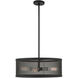 Industro 4 Light 20 inch Black with Brushed Nickel Accents Chandelier Ceiling Light