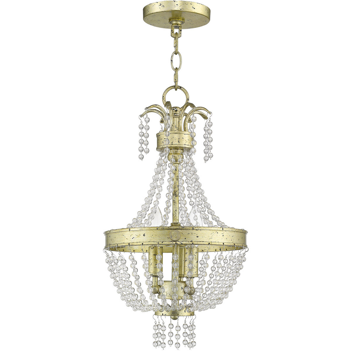 Valentina 3 Light 10 inch Hand Applied Winter Gold Pendant Ceiling Light