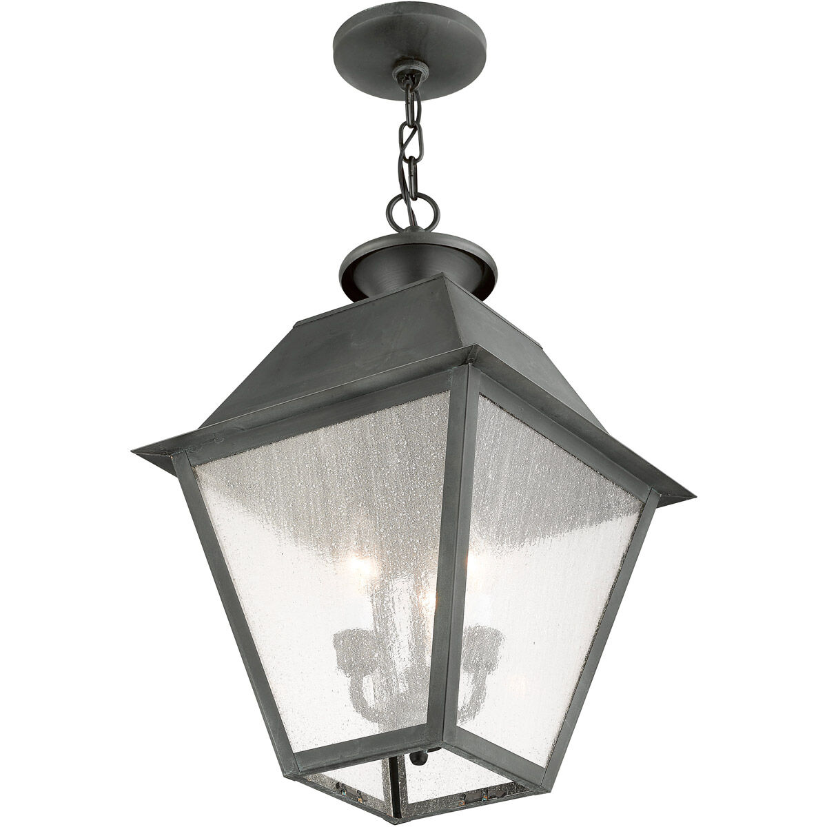Mansfield 3 Light 12 inch Charcoal Outdoor Pendant Lantern