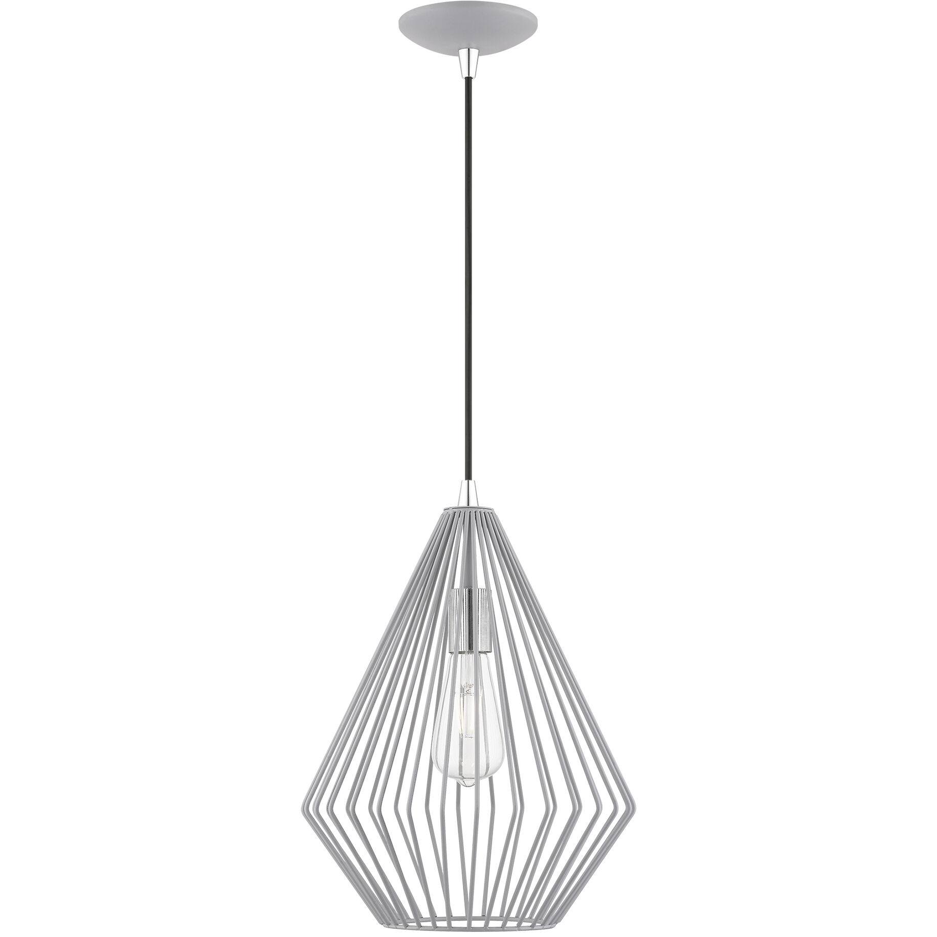 Linz 1 Light 11.5 inch Nordic Gray with Polished Chrome Accents Pendant Ceiling Light