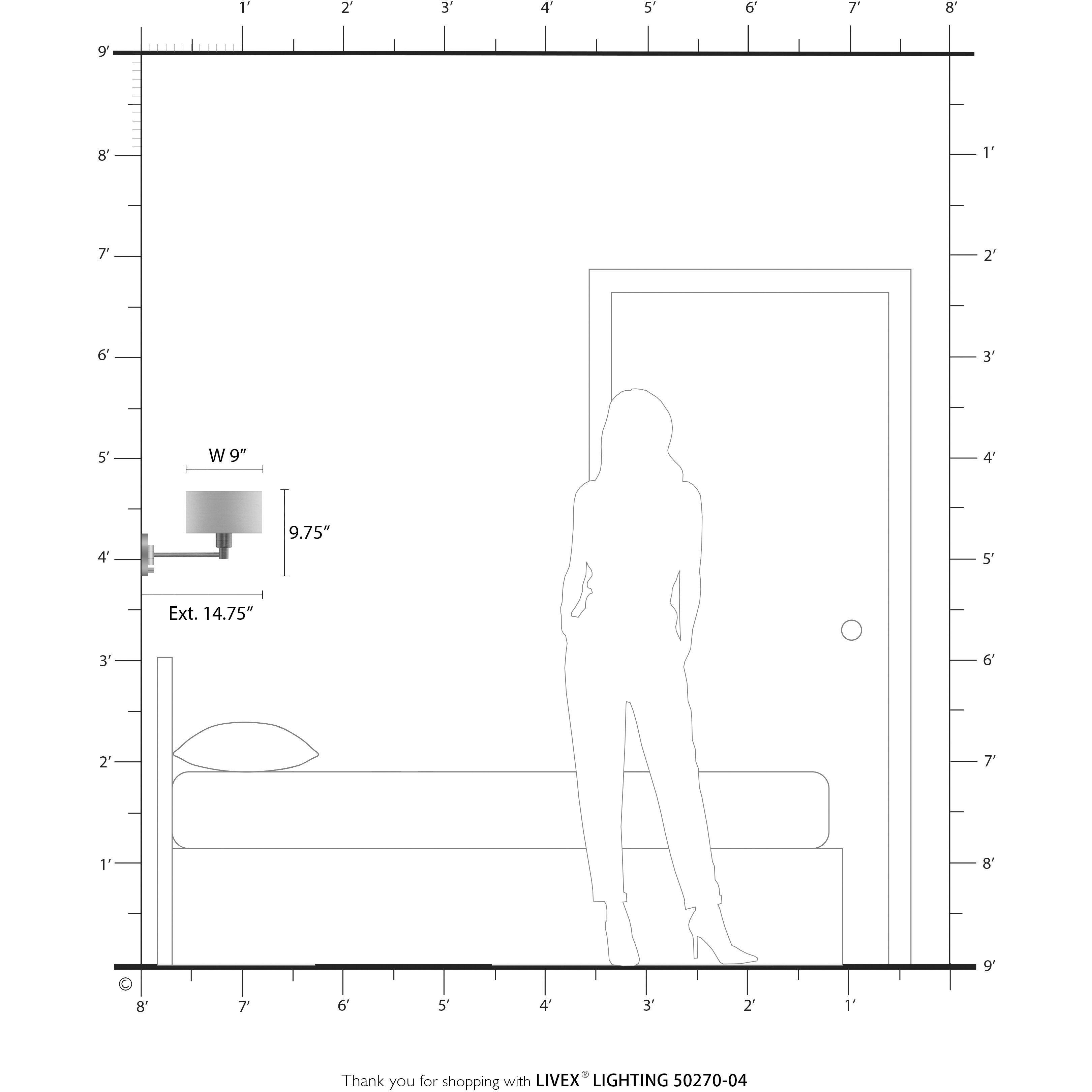 Bainbridge 14.75 inch 60.00 watt Black with Brushed Nickel Accents Swing Arm Wall Lamp Wall Light
