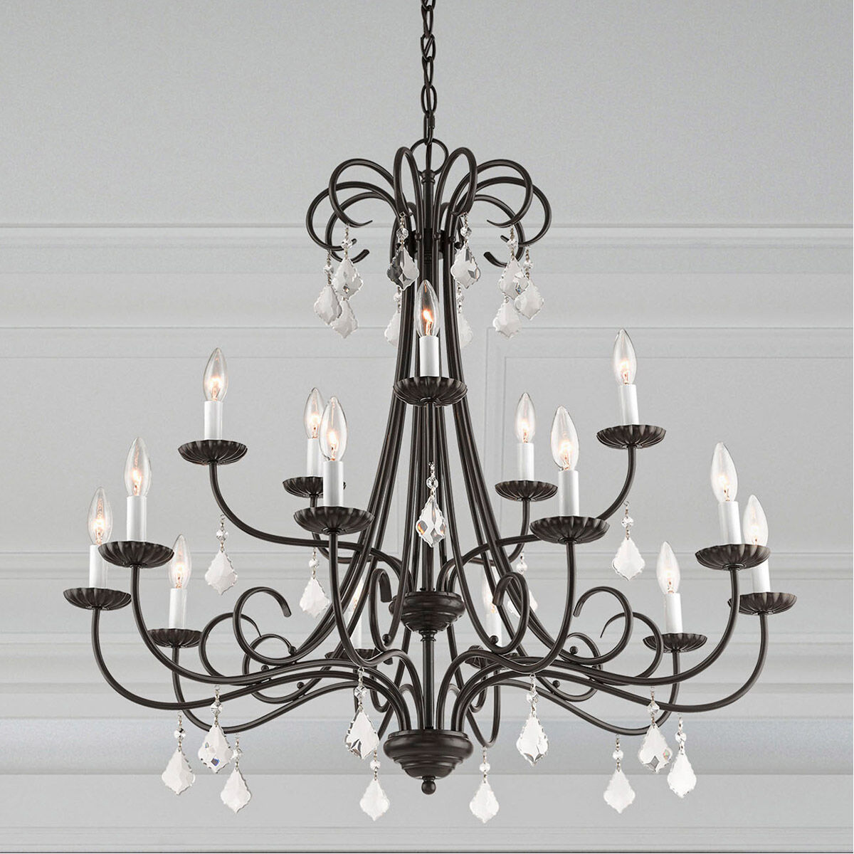 Daphne 15 Light 36 inch English Bronze Foyer Chandelier Ceiling Light