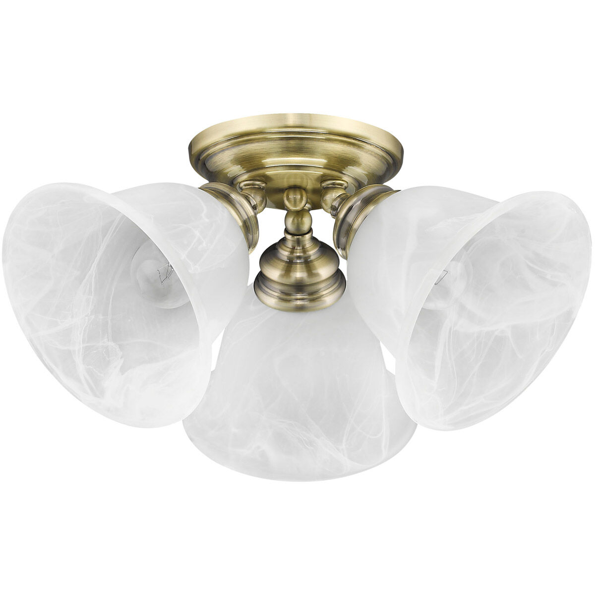 Essex 3 Light 15 inch Antique Brass Semi-Flush Mount Ceiling Light