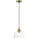 Glendon 1 Light 8.25 inch Antique Brass with Polished Brass Finish Accents Glass Pendant Ceiling Light in Antique Brass with Polished Brass Accents