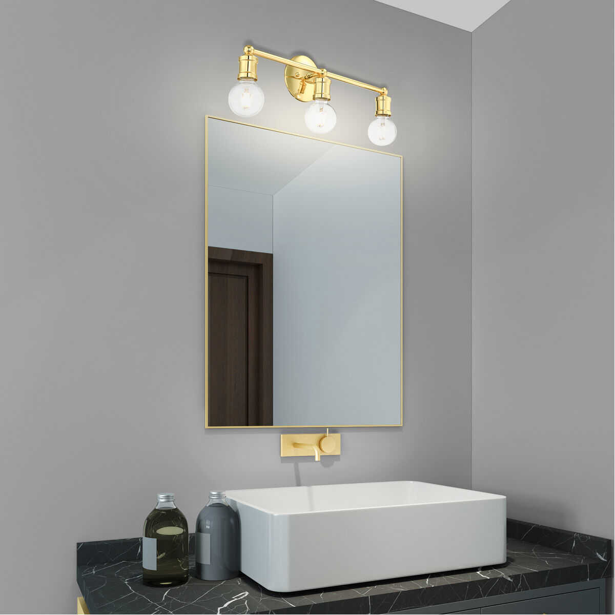 Lansdale 3 Light 20 inch Polished Brass Vanity Sconce Wall Light