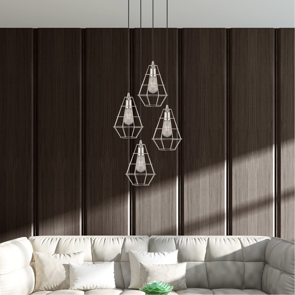 Geometric 1 Light 8 inch Brushed Nickel Mini Pendant Ceiling Light