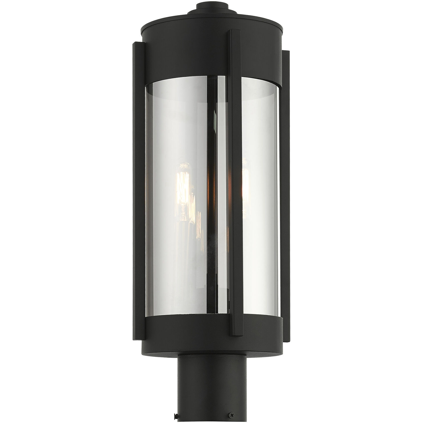 Sheridan 2 Light 19 inch Black with Brushed Nickel Candles Outdoor Post Top Lantern