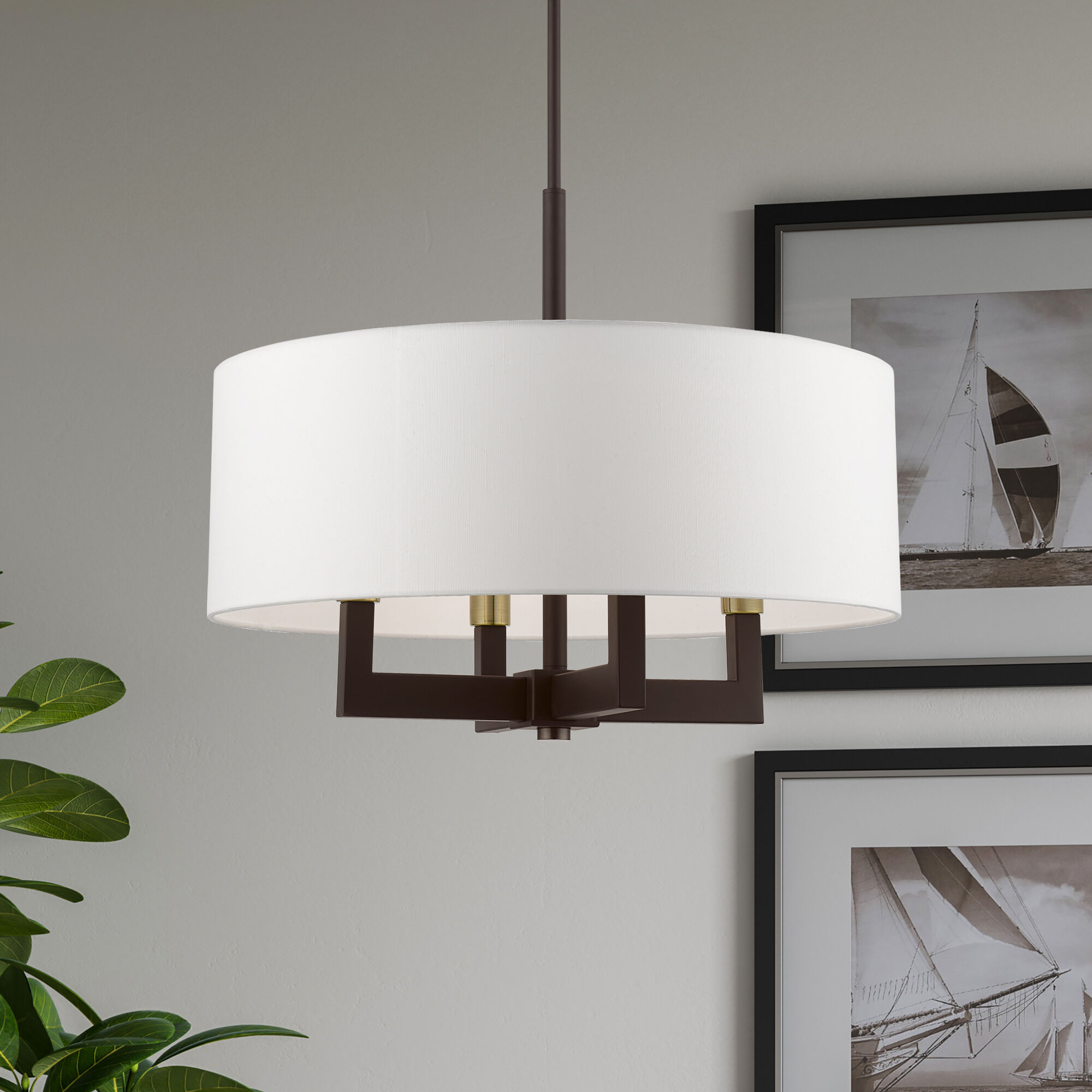 Cresthaven 4 Light 24 inch Bronze with Antique Brass Accents Pendant Chandelier Ceiling Light