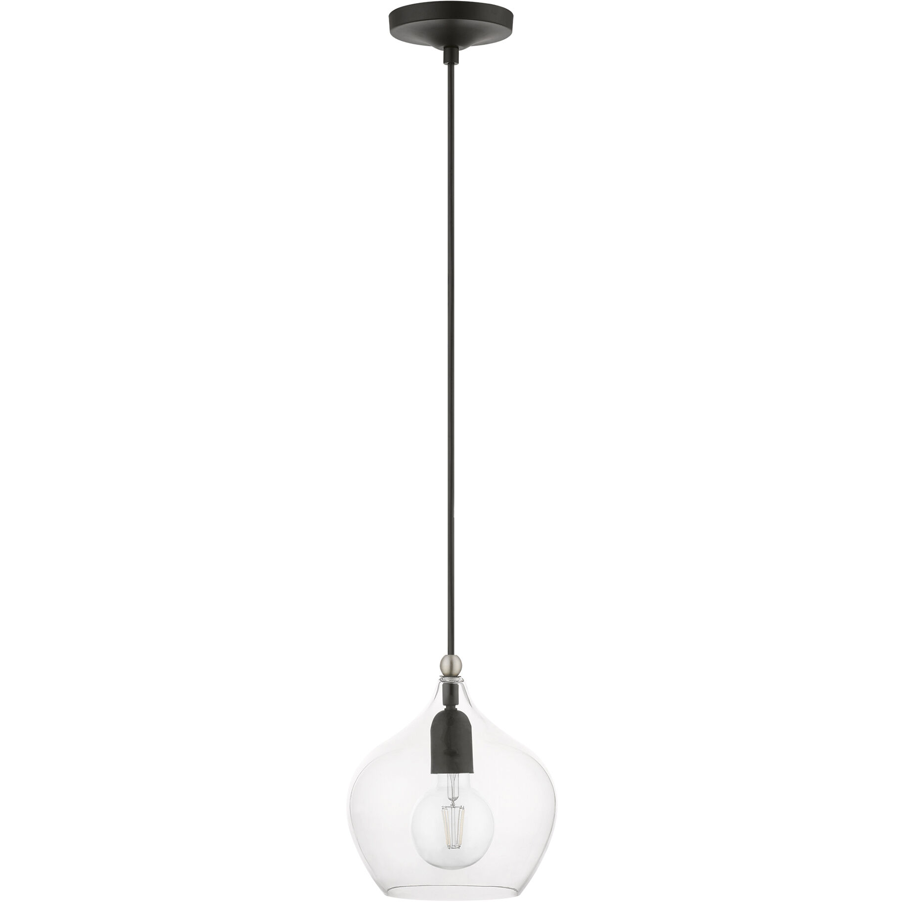 Aldrich 1 Light 8 inch Black with Brushed Nickel Accent Pendant Ceiling Light