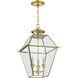 Westover 3 Light 12 inch Polished Brass Outdoor Pendant Lantern