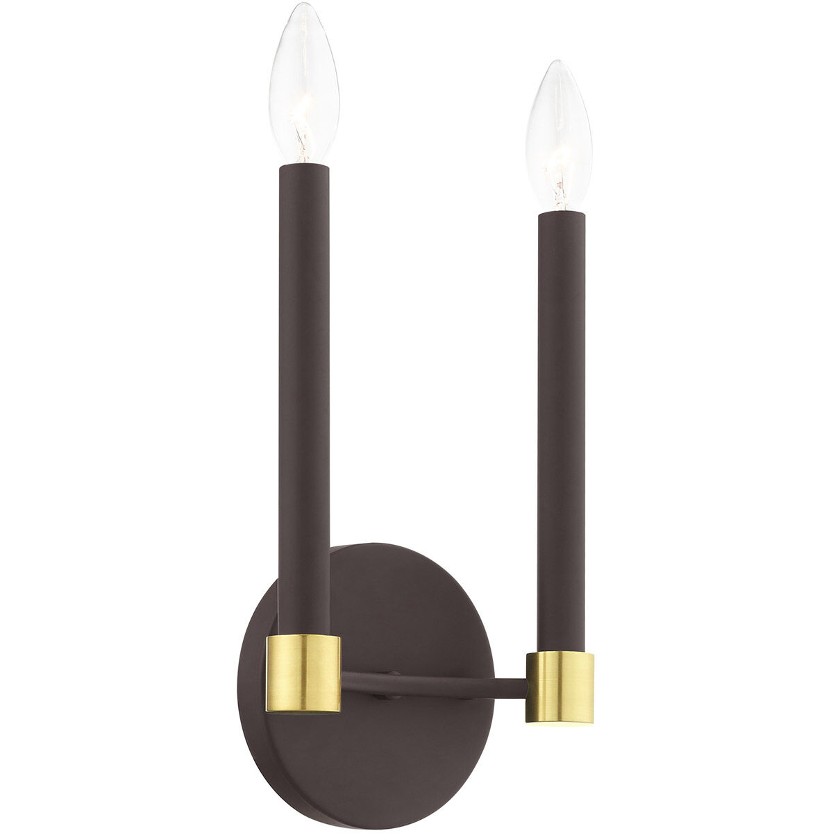 Karlstad 2 Light 7 inch Bronze with Satin Brass Accents ADA Sconce Wall Light