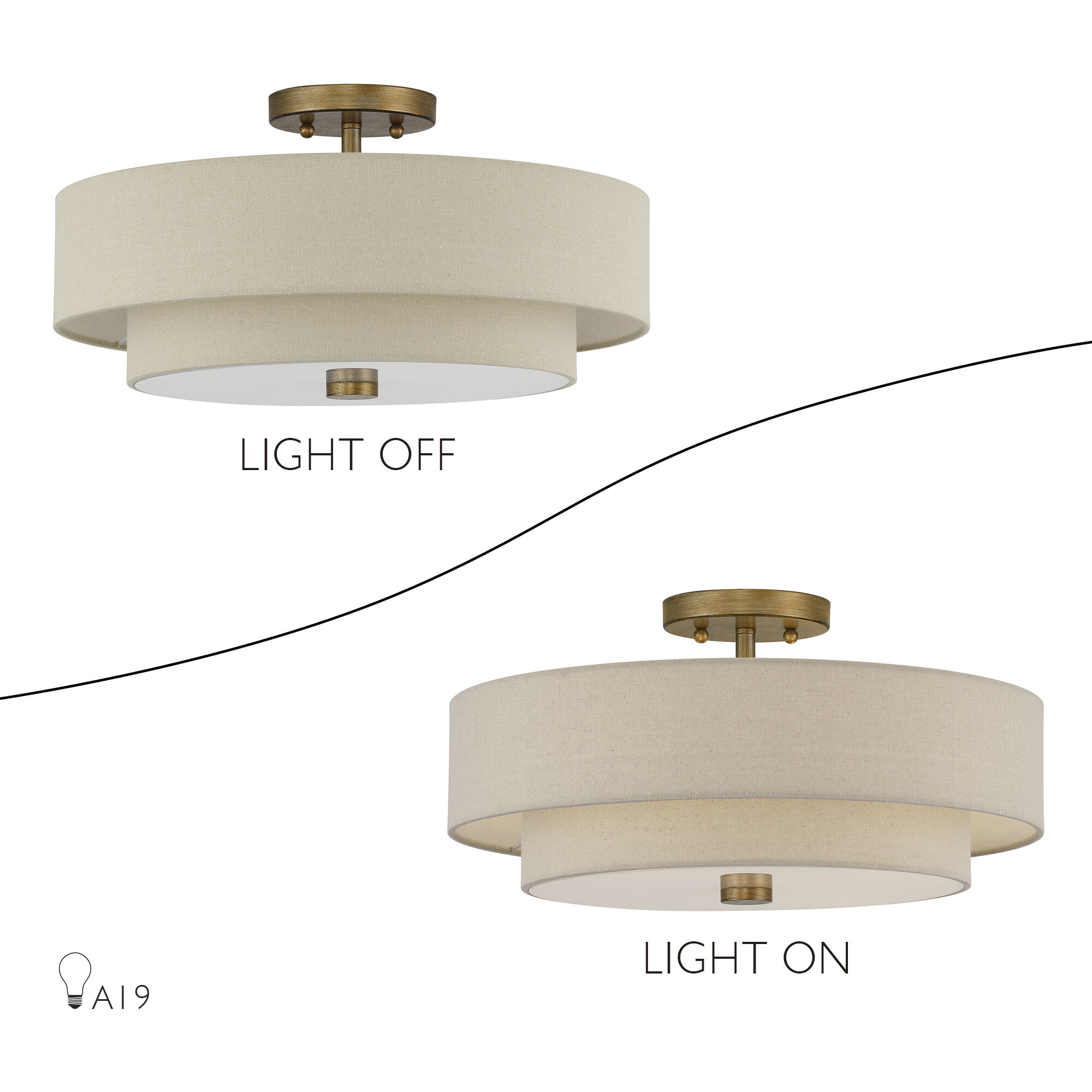 Bellingham 4 Light 18 inch Antique Gold Leaf Semi Flush Mount Ceiling Light, Large