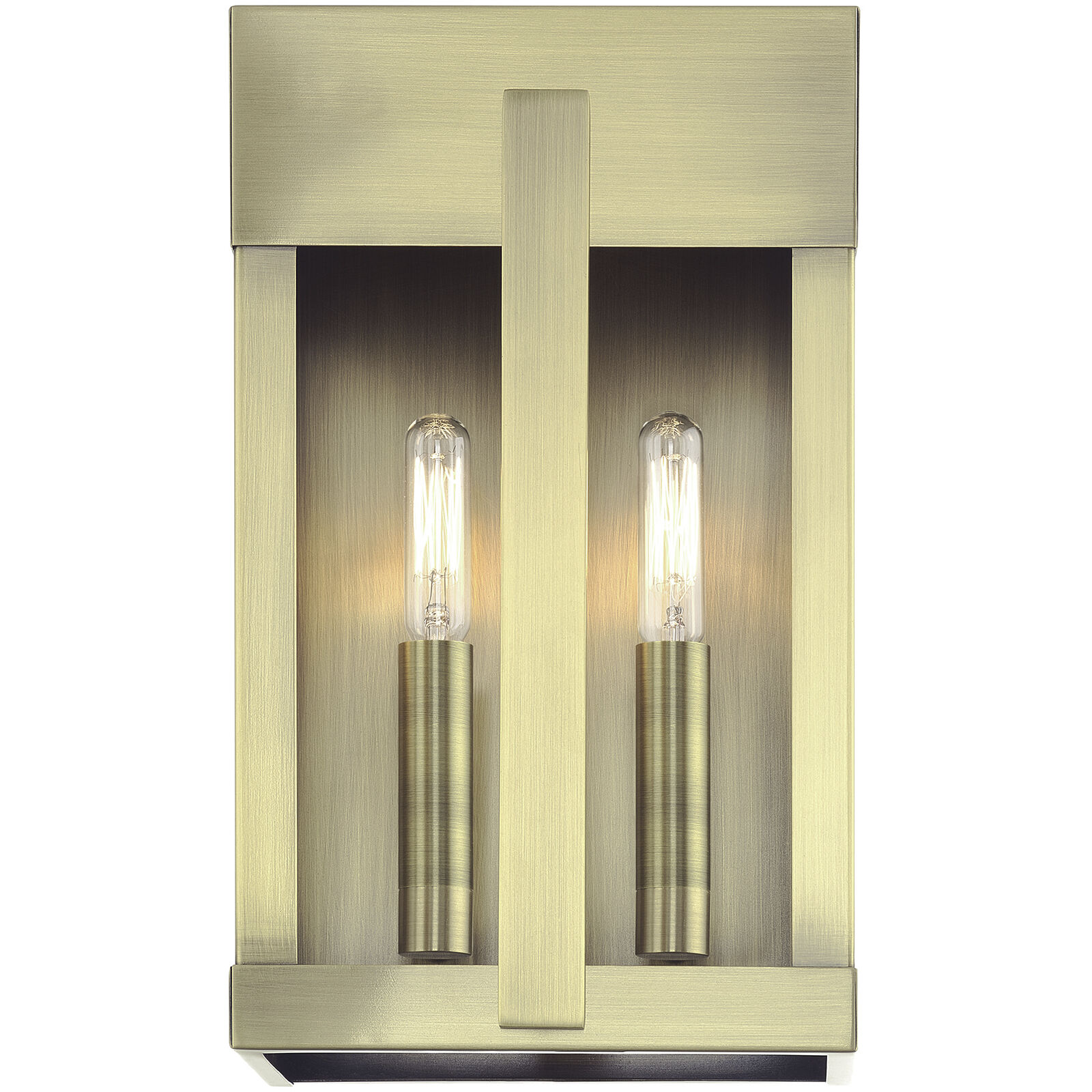 Berksford 2 Light 12 inch Antique Brass Outdoor Wall Lantern