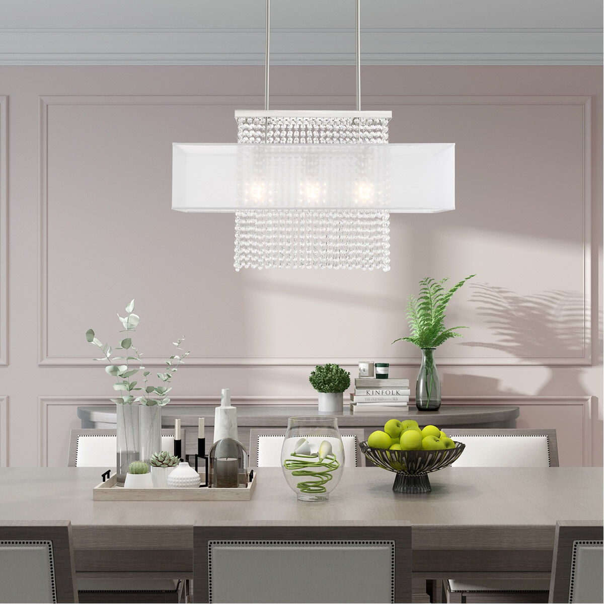 Bella Vista 3 Light 30 inch Brushed Nickel Linear Chandelier Ceiling Light