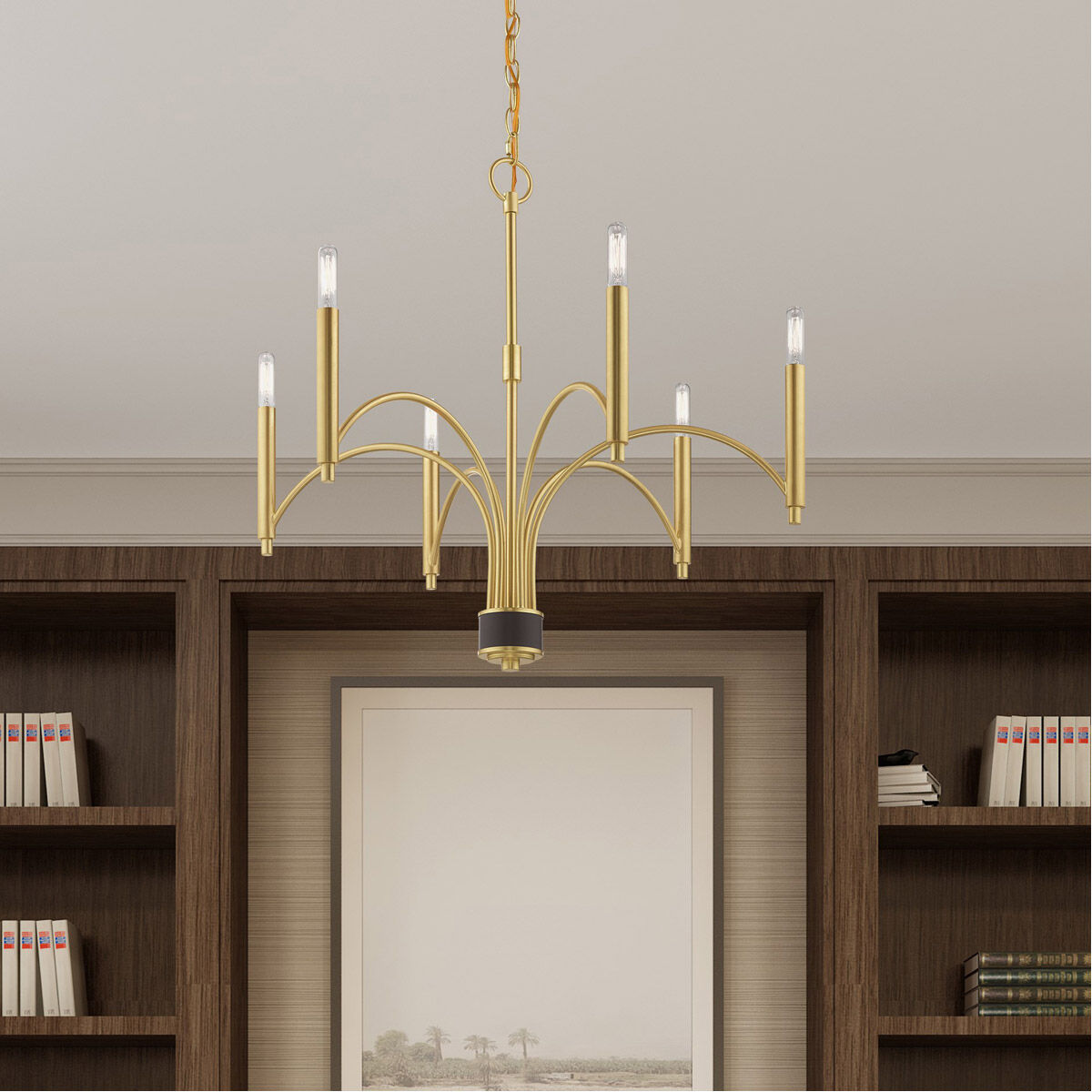 Wisteria 6 Light 26 inch Satin Brass Chandelier Ceiling Light