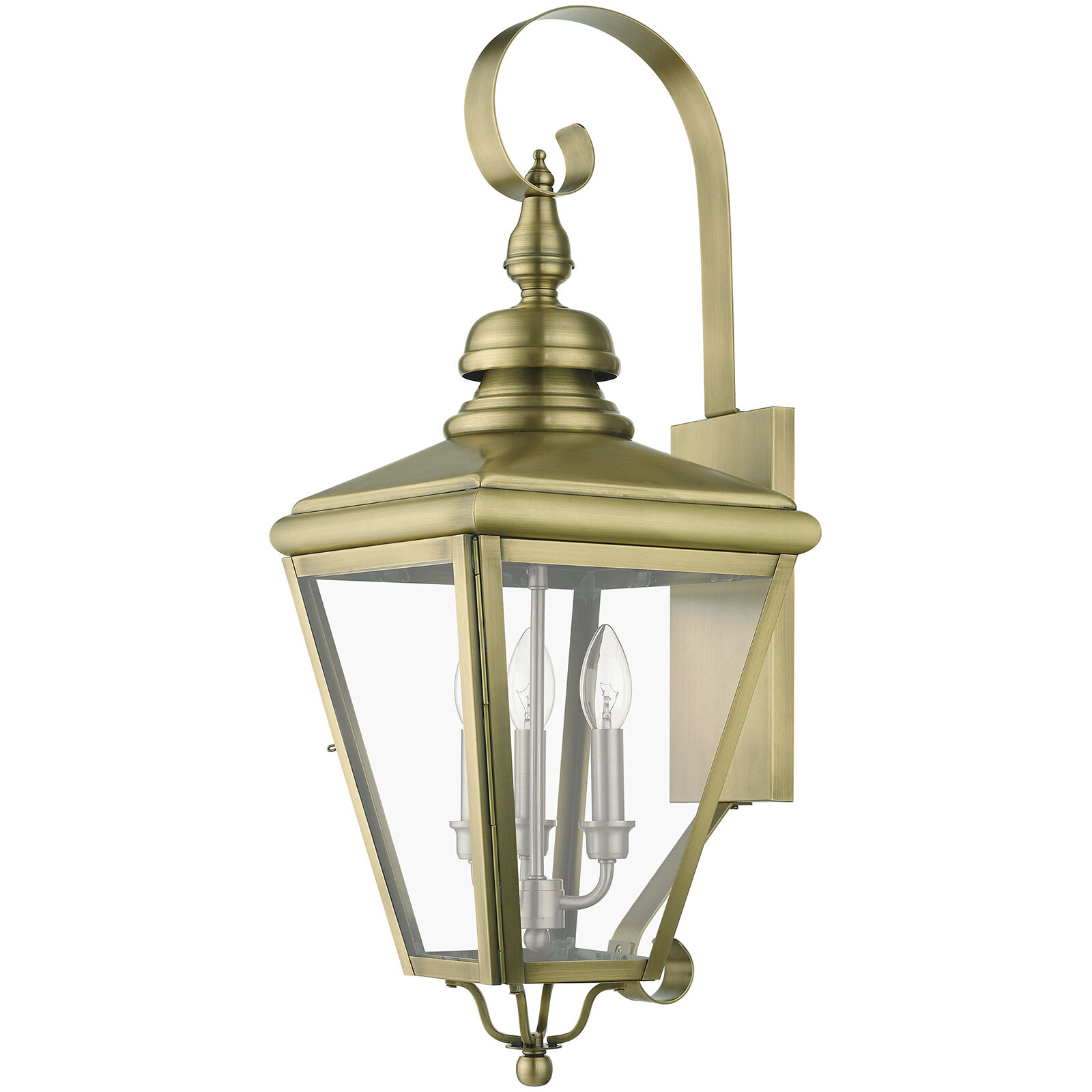 Adams 3 Light 10.63 inch Antique Brass with Brushed Nickel Finish Cluster Outdoor Large Wall Lantern Wall Light