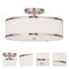 Park Ridge 3 Light 15 inch Brushed Nickel Semi-Flush Ceiling Light