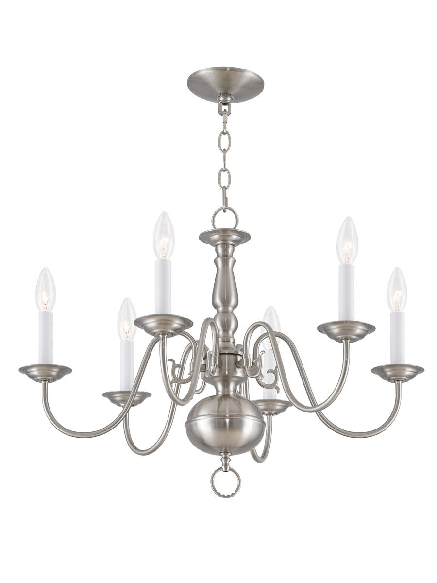Williamsburgh 6 Light 24 inch Brushed Nickel Chandelier Ceiling Light