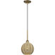 Summervine 1 Light 8 inch Antique Gold Leaf Mini Globe Pendant Ceiling Light, Mini Globe
