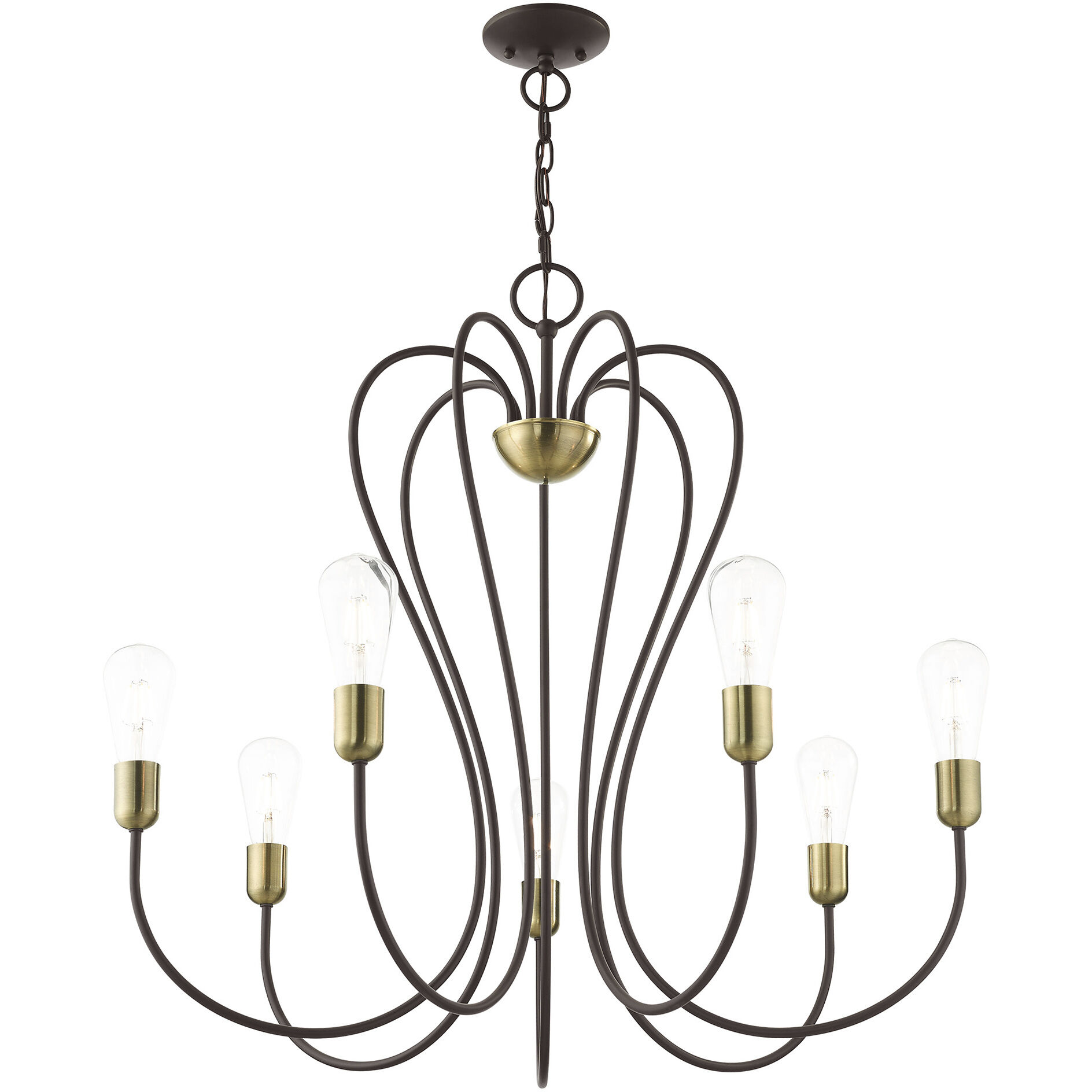 Lucerne 7 Light 30 inch Bronze with Antique Brass Accents Chandelier Ceiling Light
