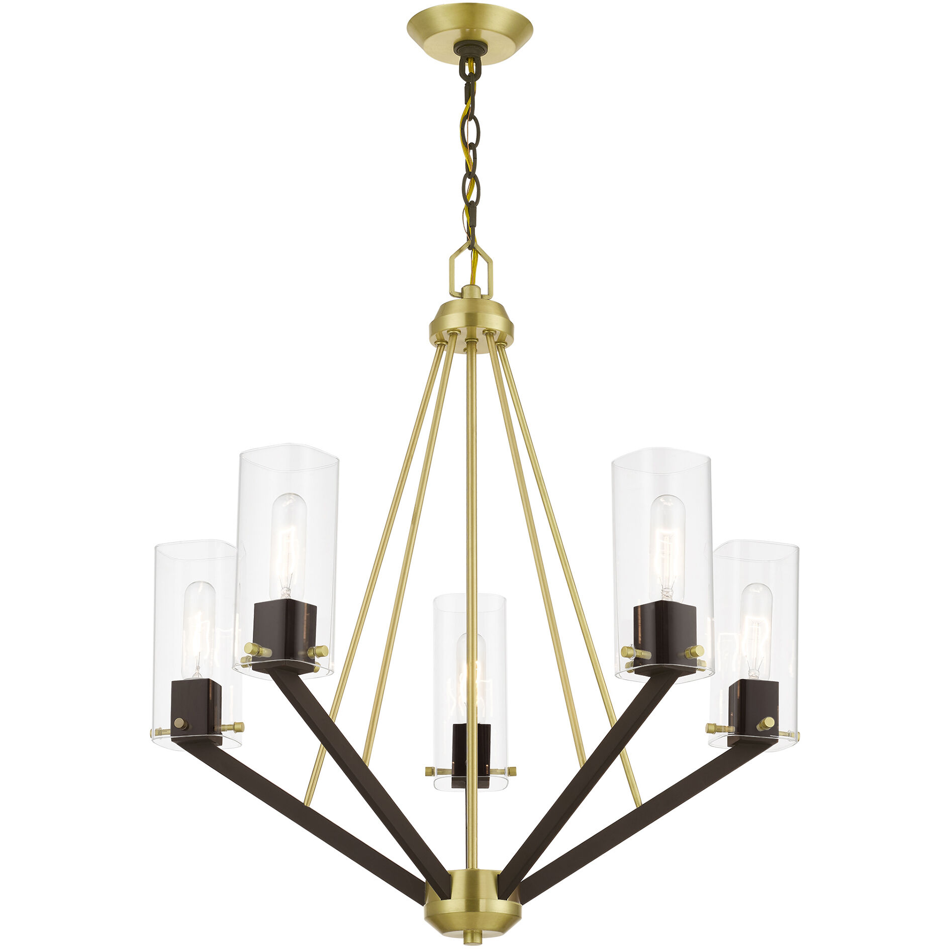 Beckett 5 Light 26 inch Satin Brass & Bronze Chandelier Ceiling Light