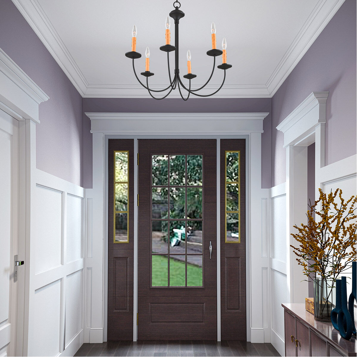 Heritage 6 Light 26 inch Black Chandelier Ceiling Light