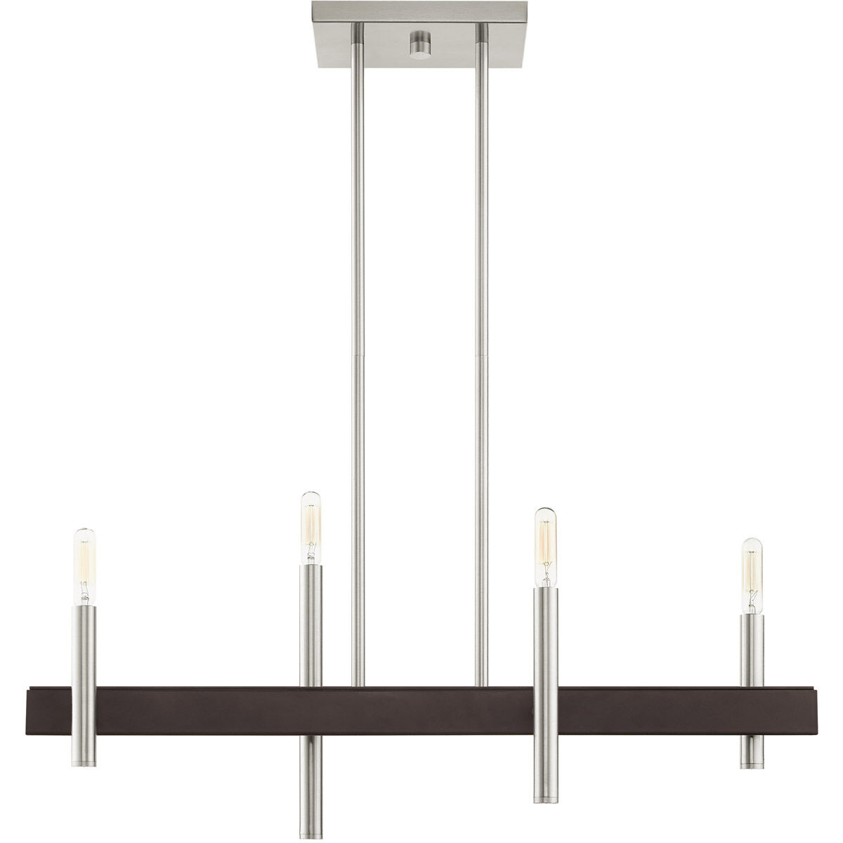 Denmark 4 Light 7 inch Brushed Nickel with Bronze Accents Chandelier Ceiling Light