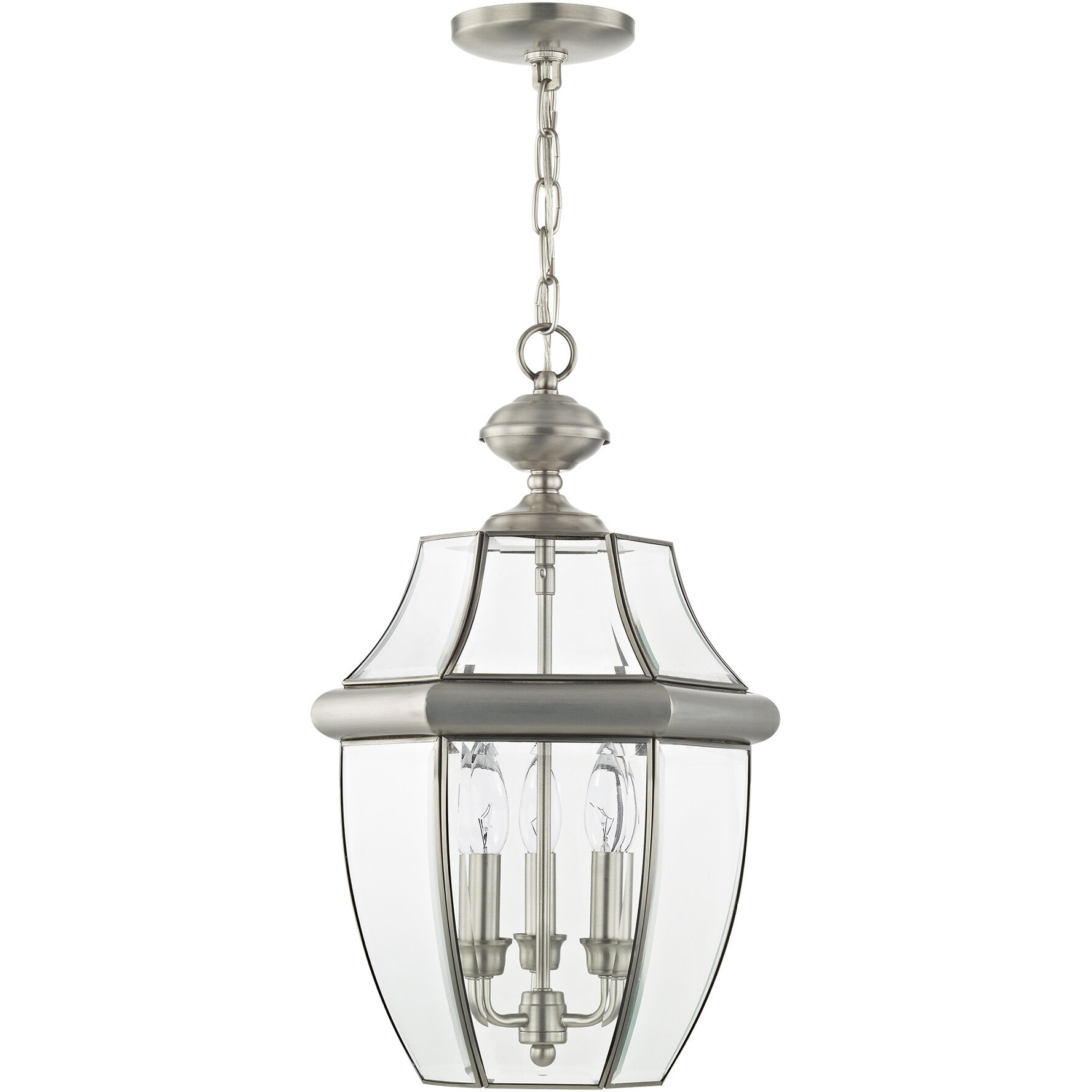 Monterey 3 Light 13 inch Brushed Nickel Outdoor Pendant Lantern