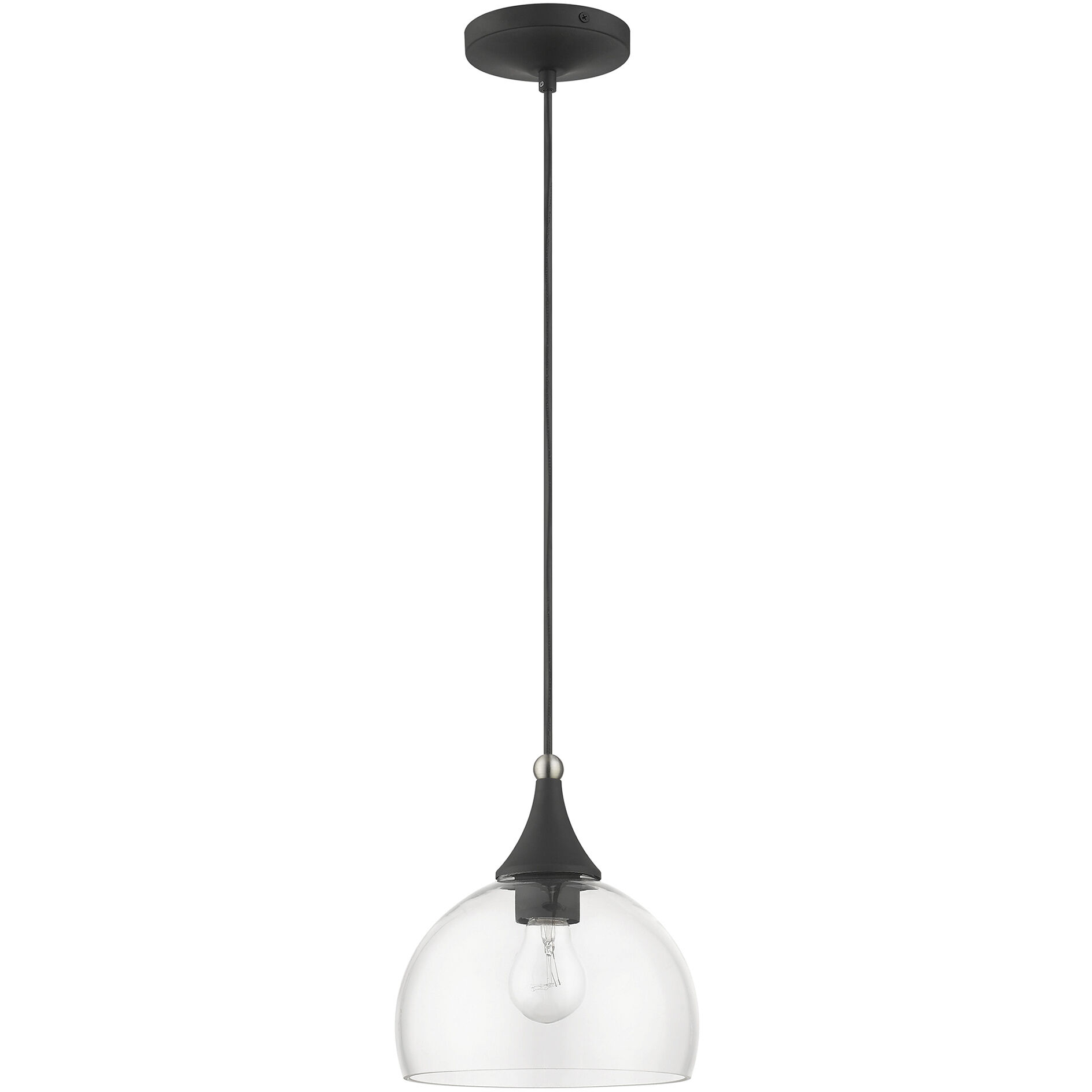 Glendon 1 Light 8.25 inch Black with Brushed Nickel Accents Glass Pendant Ceiling Light