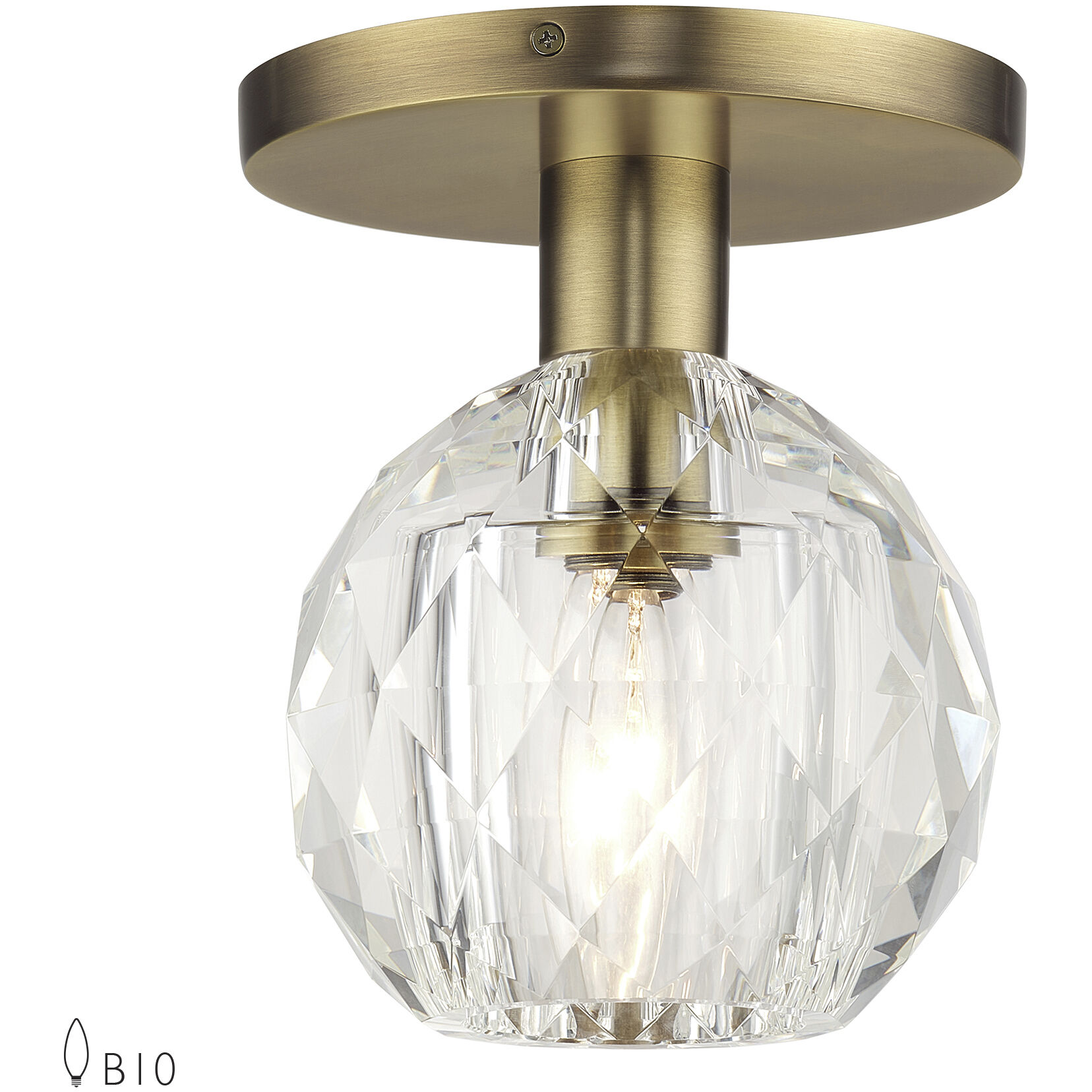 Whitfield 1 Light 7 inch Natural Brass Semi-Flush Ceiling Light