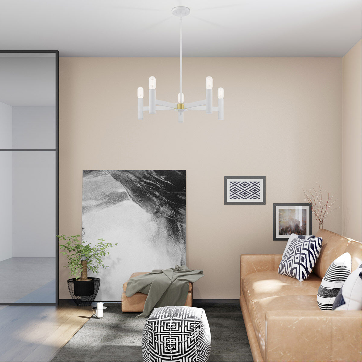 Copenhagen 5 Light 25 inch White Chandelier Ceiling Light