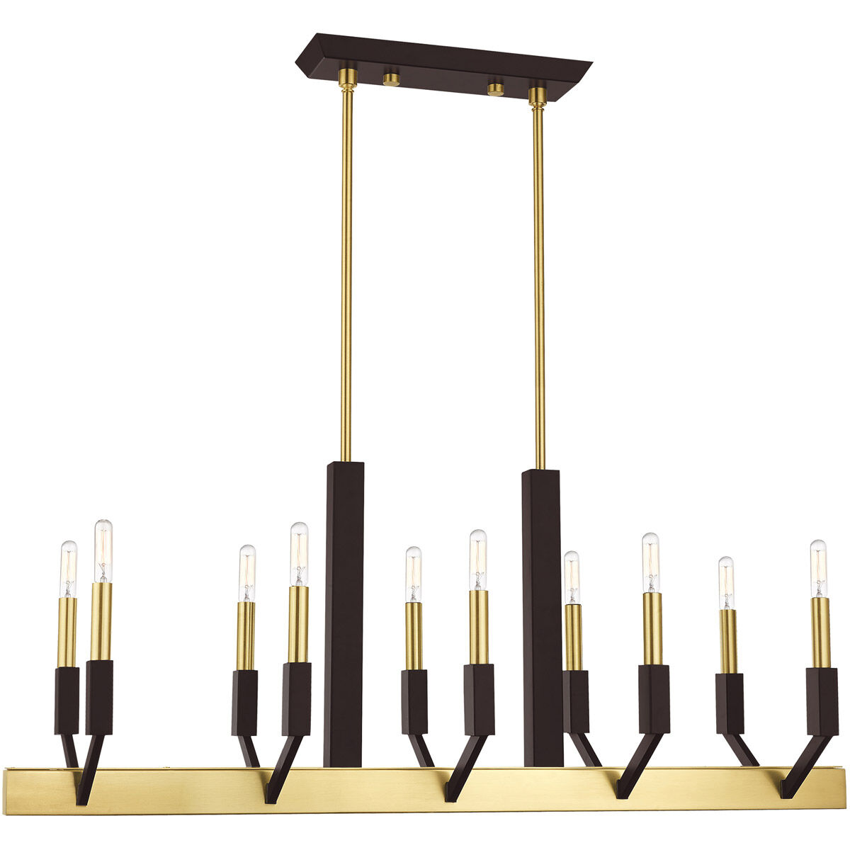 Beckett 10 Light 40 inch Satin Brass & Bronze Linear Chandelier Ceiling Light