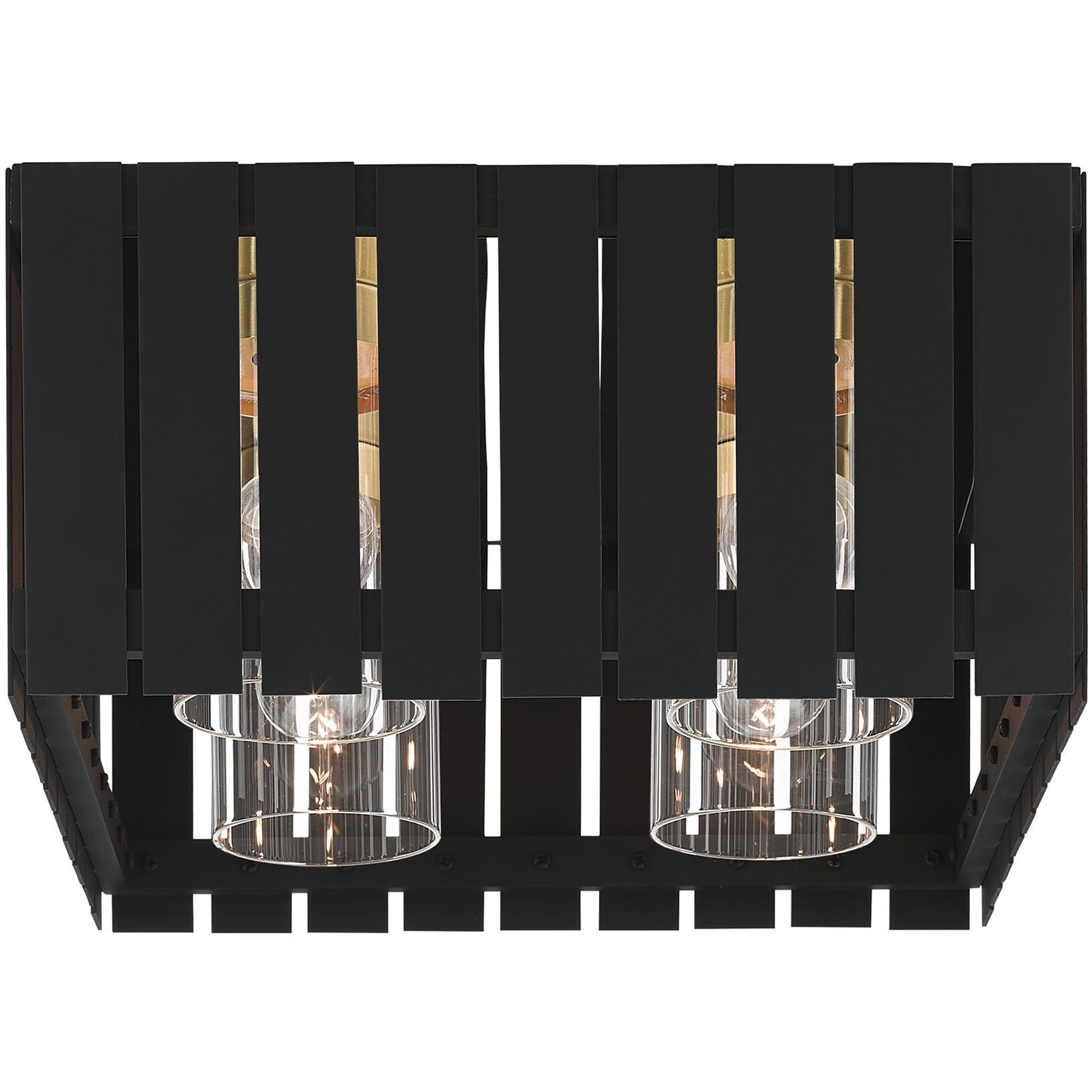 Greenwich 4 Light 13 inch Black with Satin Brass Accents Outdoor Flush Mount