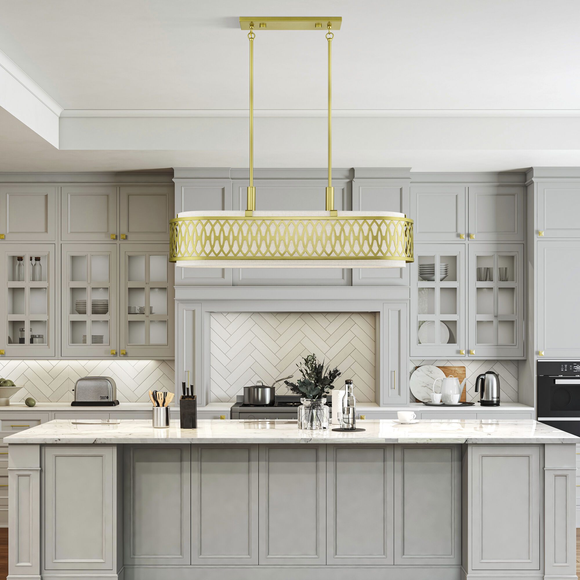 Vistaview 6 Light 42 inch Soft Gold Linear Chandelier Ceiling Light