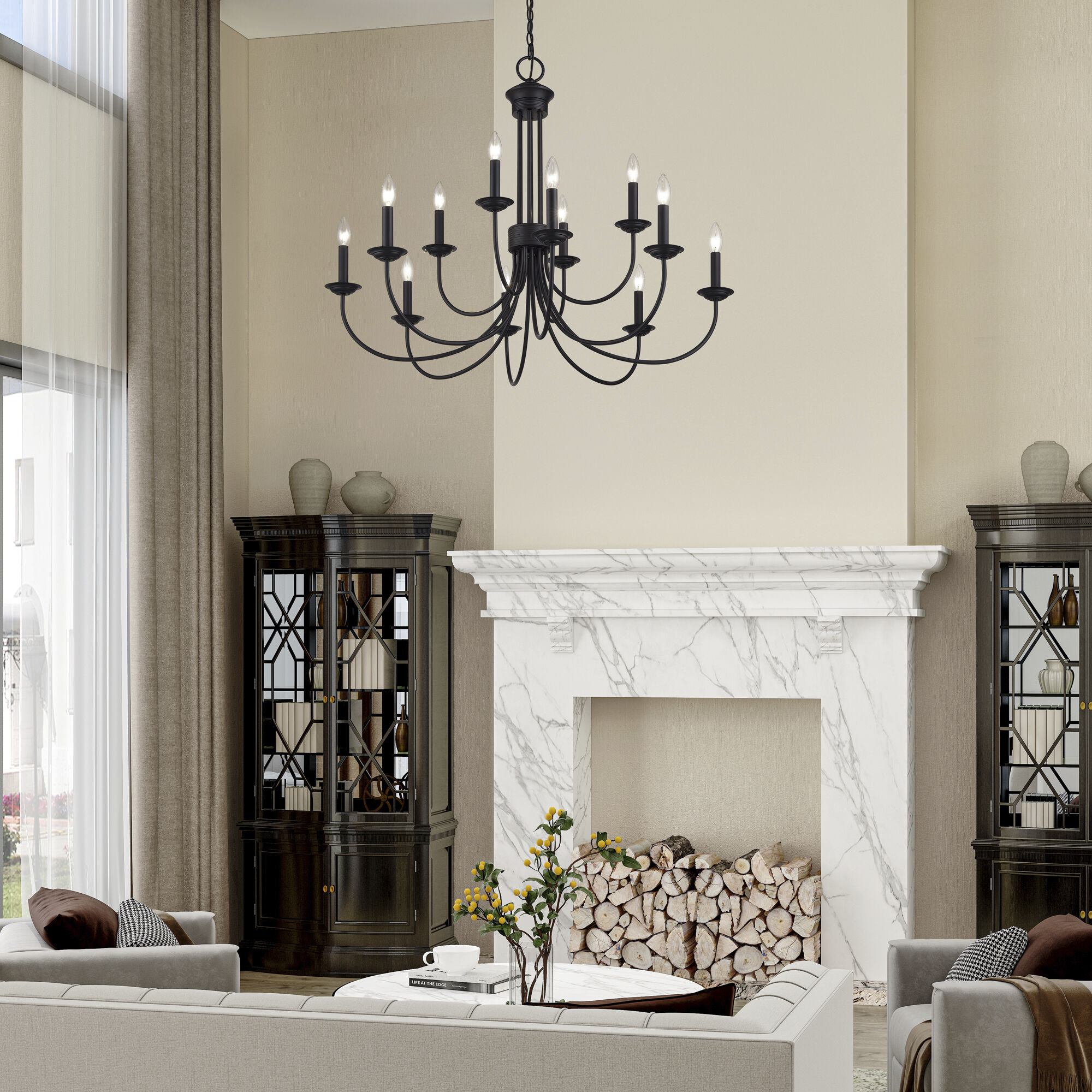 Estate 12 Light 36 inch Black 2-Tier Chandelier Ceiling Light