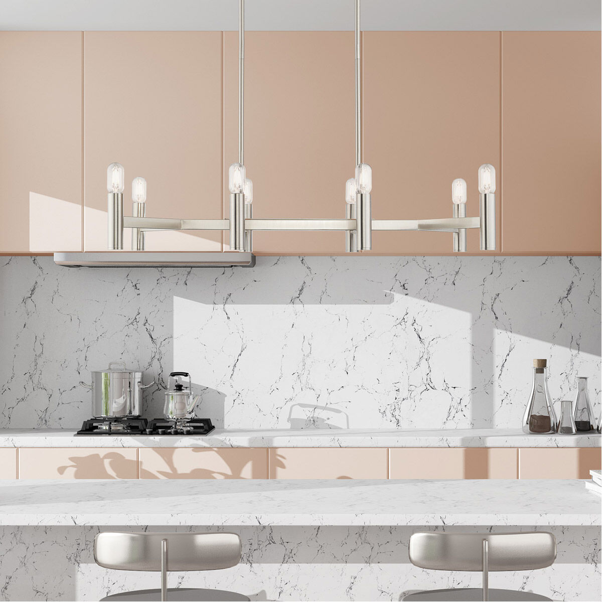 Copenhagen 8 Light 40 inch Brushed Nickel Linear Chandelier Ceiling Light