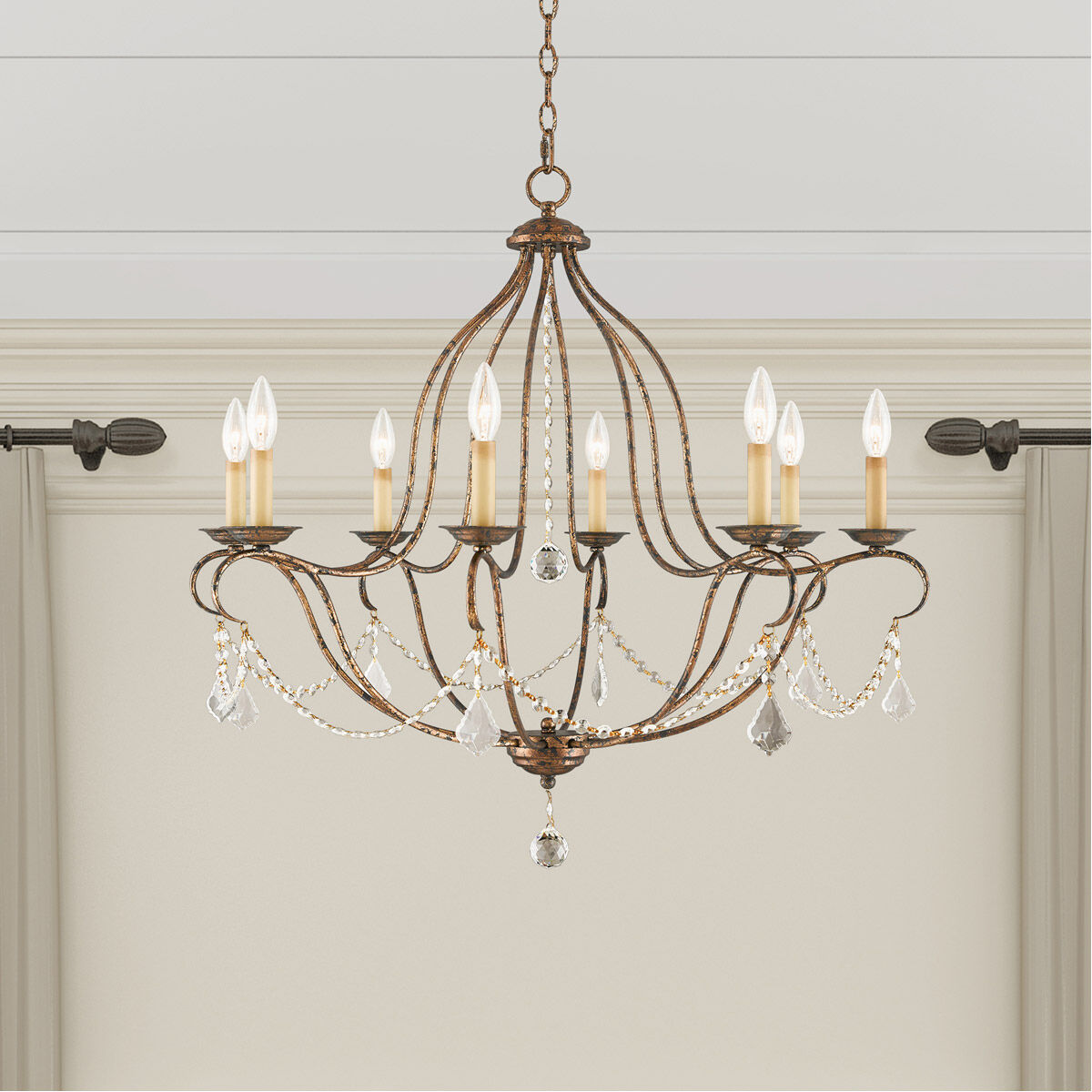 Chesterfield 8 Light 32 inch Hand Applied Venetian Golden Bronze Chandelier Ceiling Light
